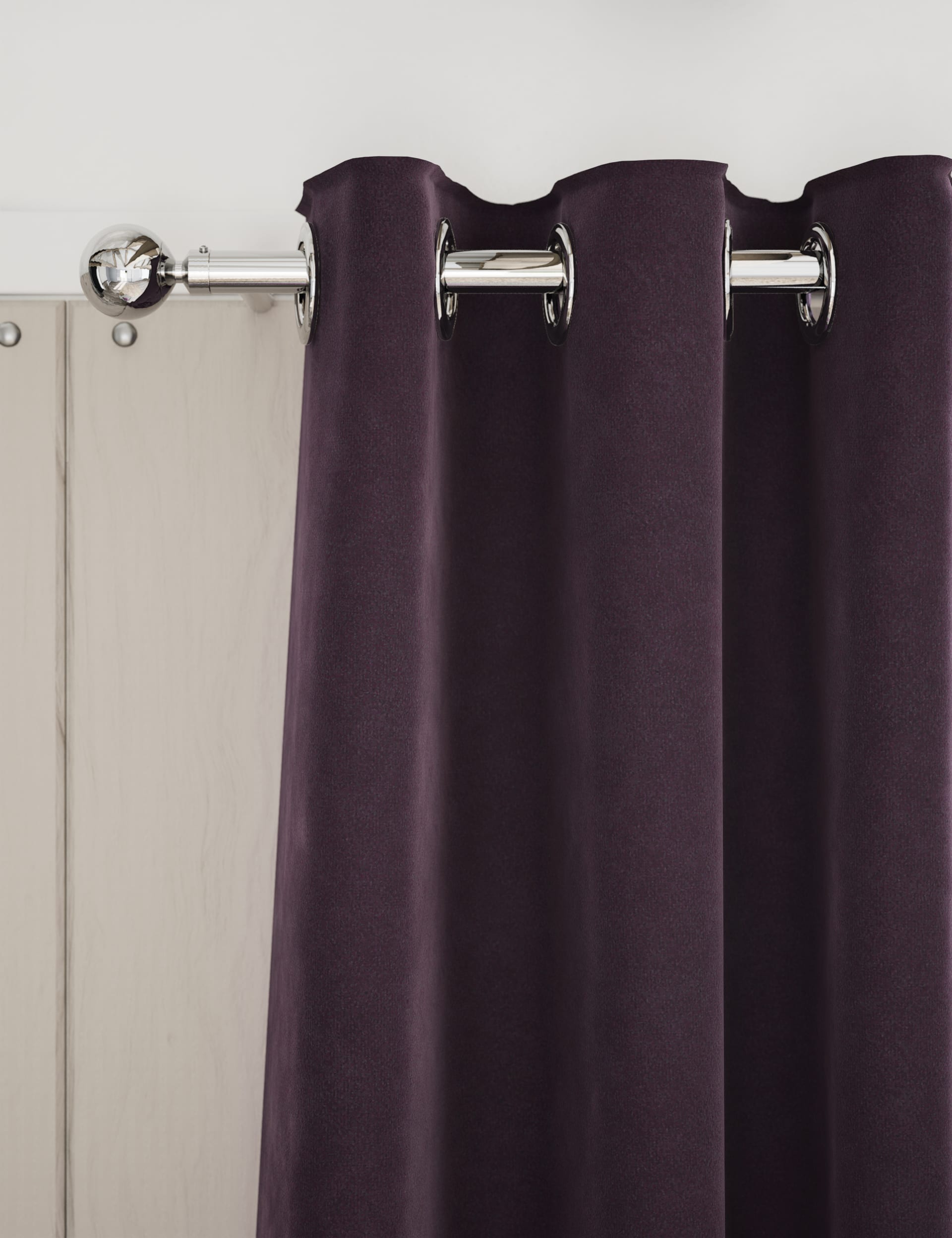 M&S Collection Velvet Eyelet Thermal Curtains - WDR54 - Dark Purple, Green,Soft Pink,Bronze,Light Gr