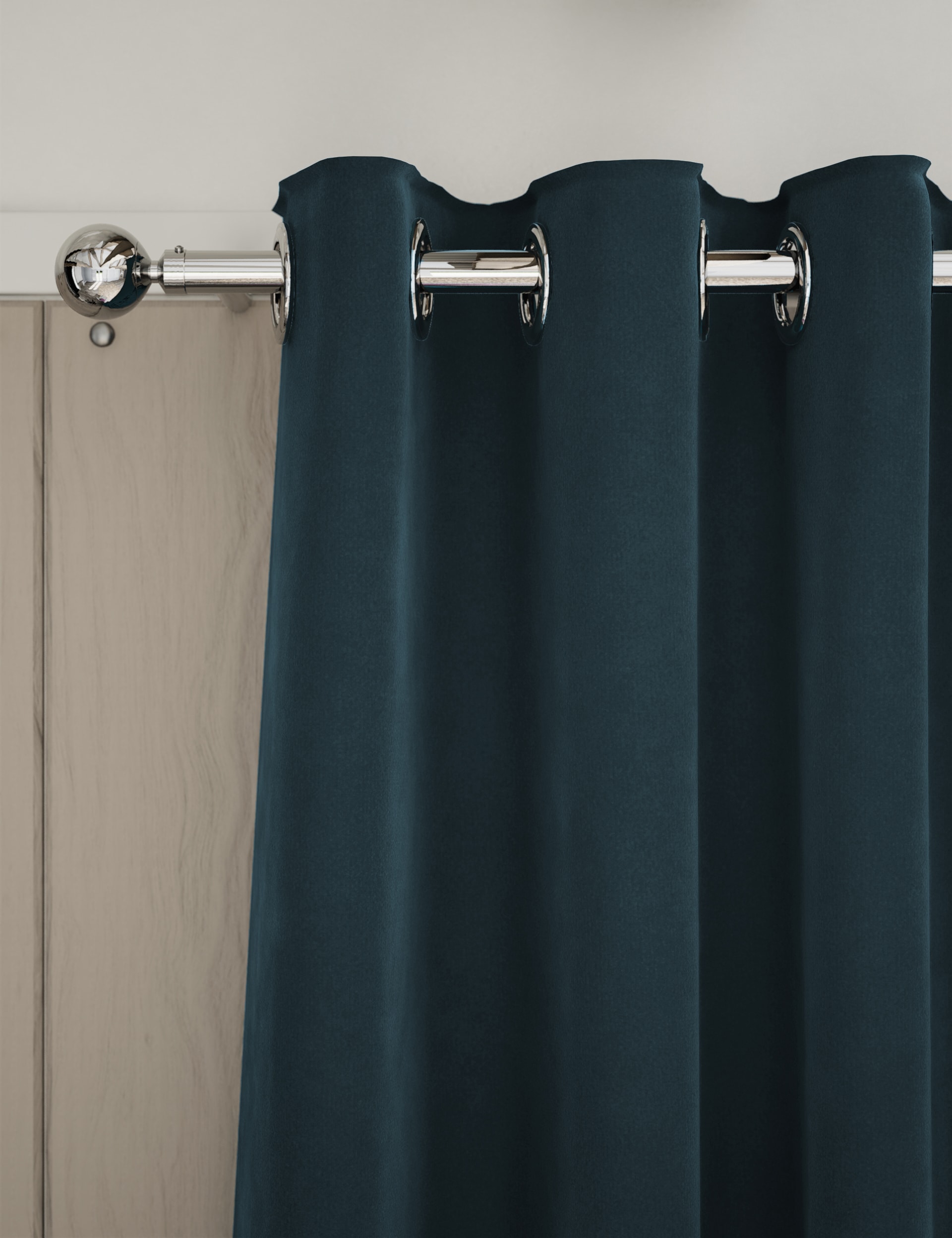 M&S Collection Velvet Eyelet Thermal Curtains - NAR54 - Mid Blue, Green,Light Green,Soft Pink,Forest