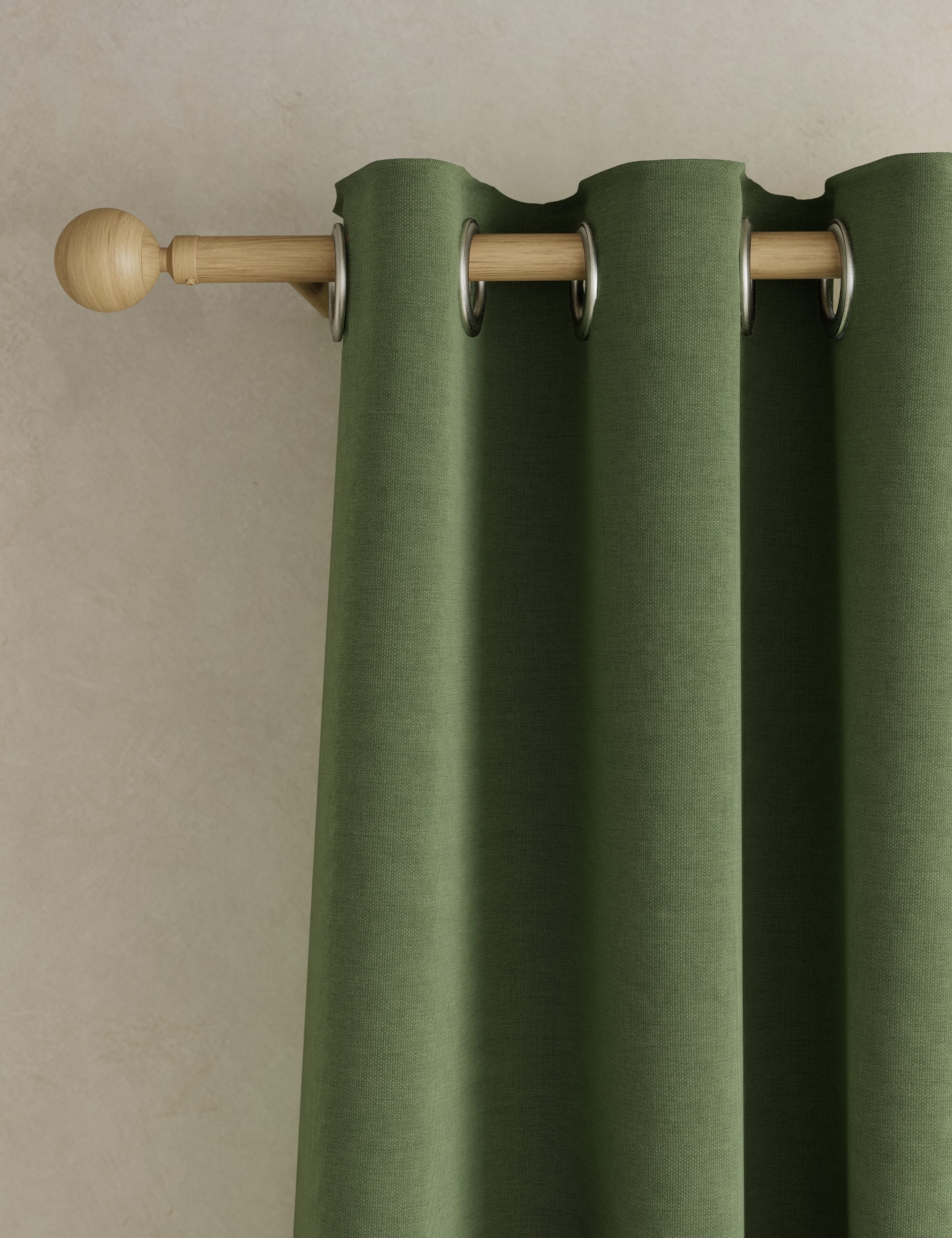 M&S Collection Brushed Eyelet Blackout Thermal Curtains - EW90 - Olive, Olive