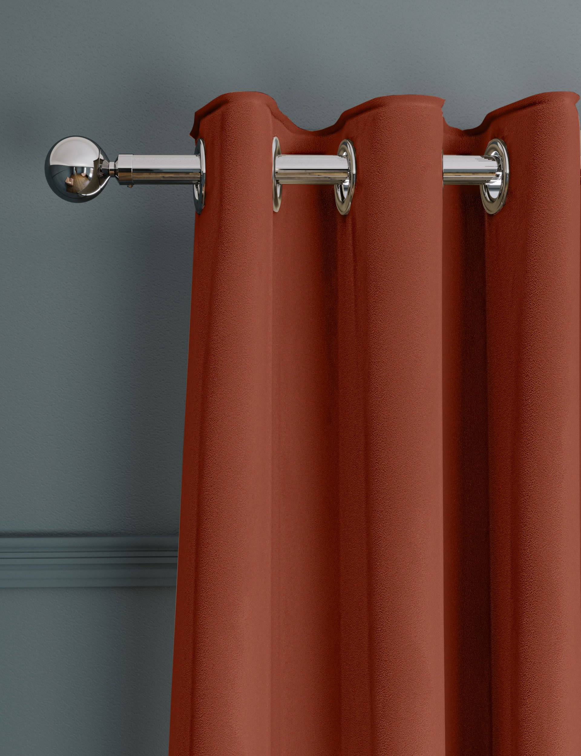 M&S Collection Velvet Eyelet Ultra Thermal Curtains - WDR54 - Rust, Teal,Navy,Forest Green,Charcoal,