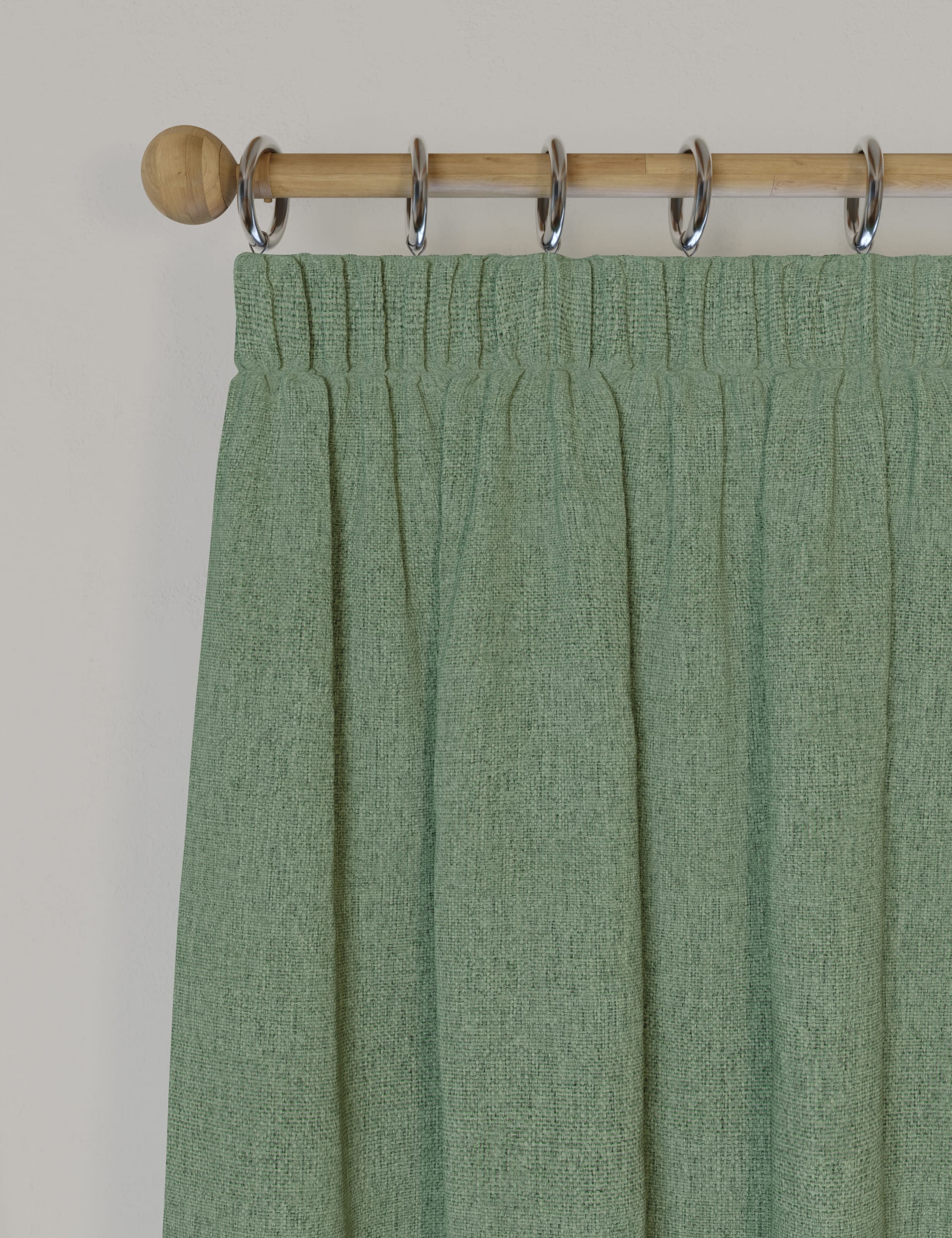 M&S Collection Brushed Pencil Pleat Blackout Thermal Curtains - WDR72 - Sage, Navy,Blue,Cream,Mid Bl