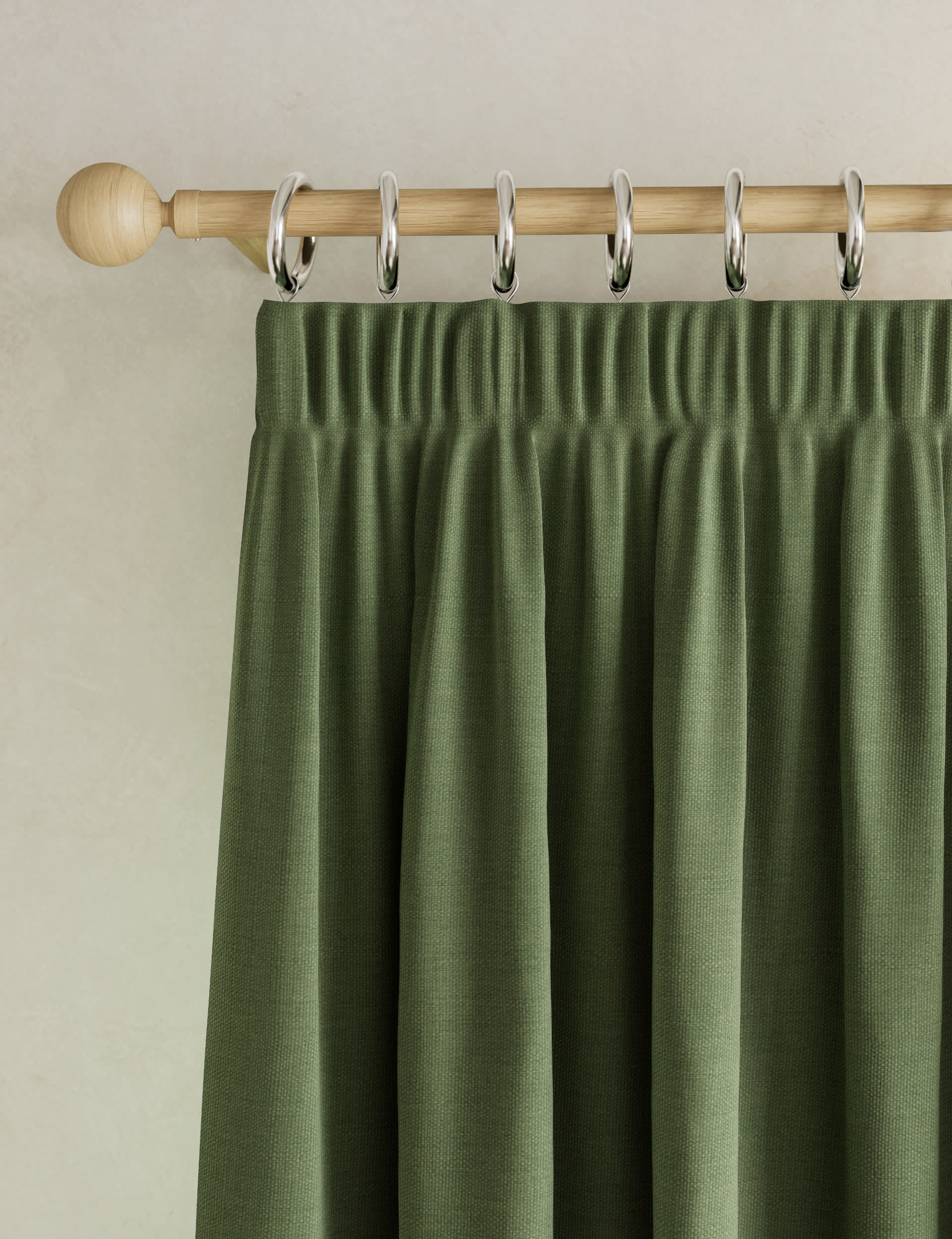 M&S Collection Brushed Pencil Pleat Blackout Thermal Curtains - NAR54 - Olive, Olive,Bronze,Grey