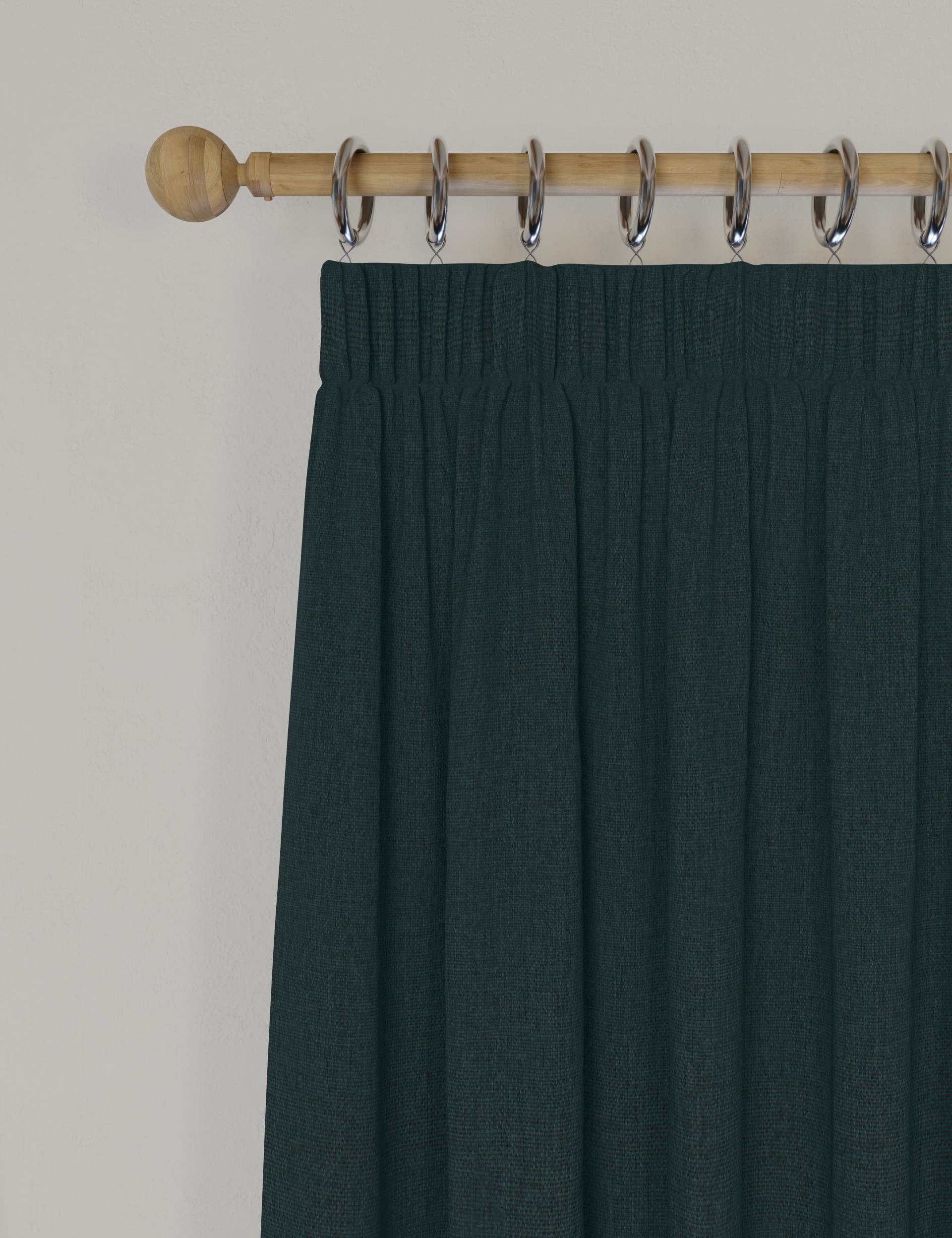 M&S Collection Brushed Pencil Pleat Blackout Thermal Curtains - EW72 - Teal, Terracotta,Sage,Dark Re