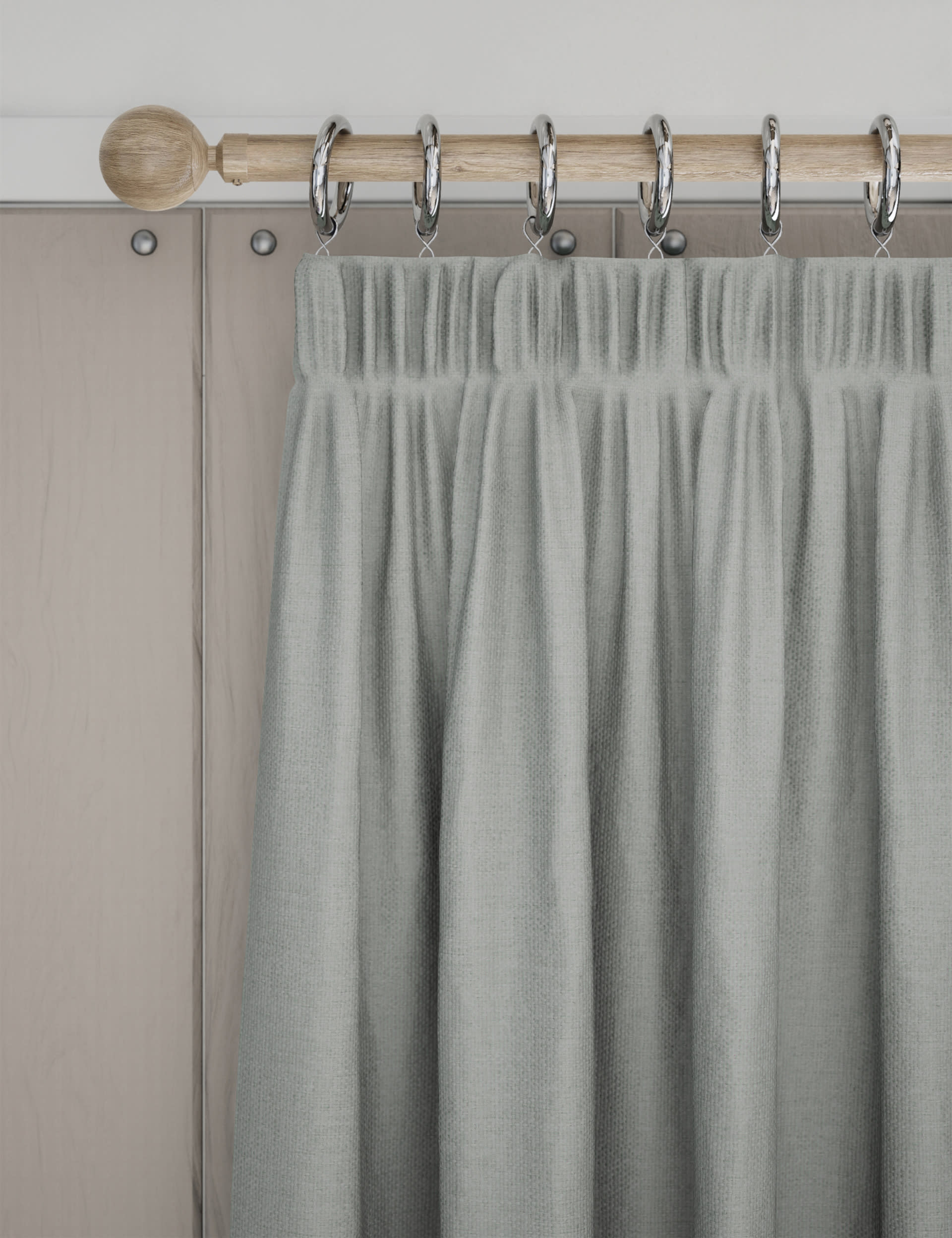 M&S Collection Brushed Pencil Pleat Blackout Thermal Curtains - NAR54 - Grey, Grey