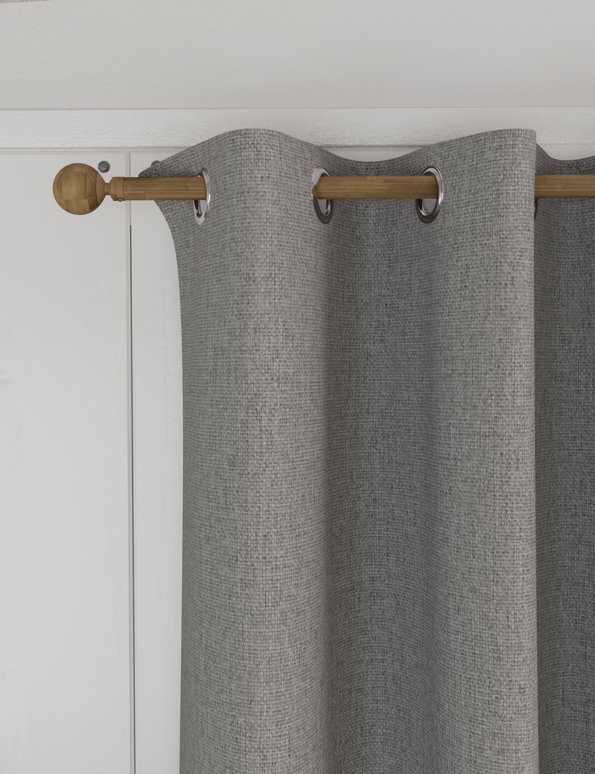 M&S Collection Isabelle Eyelet Blackout Curtains - EW90 - Light Grey, Light Grey