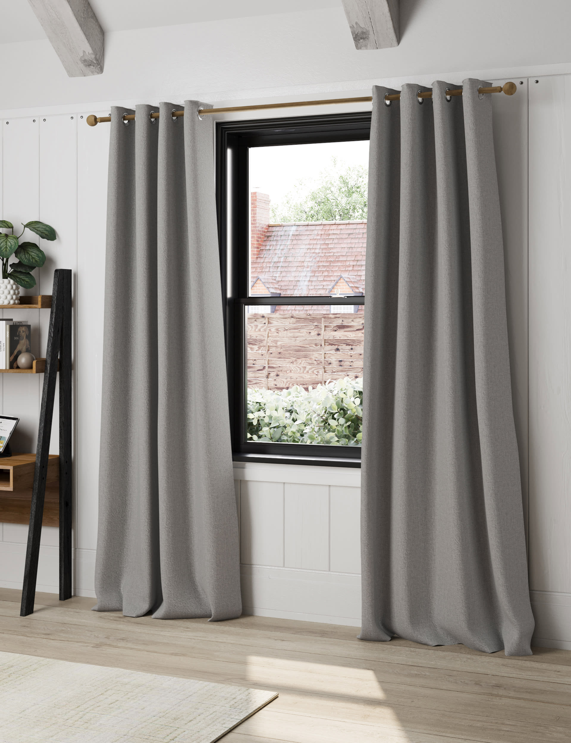 M&S Collection Isabelle Eyelet Blackout Curtains - WDR54 - Light Grey, Light Grey