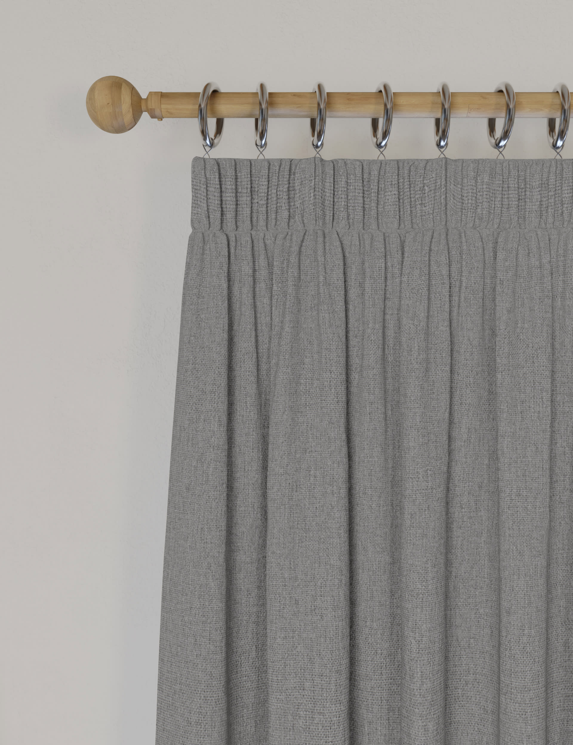 M&S Collection Brushed Pencil Pleat Blackout Ultra Thermal Curtains - NAR72 - Light Grey, Charcoal M