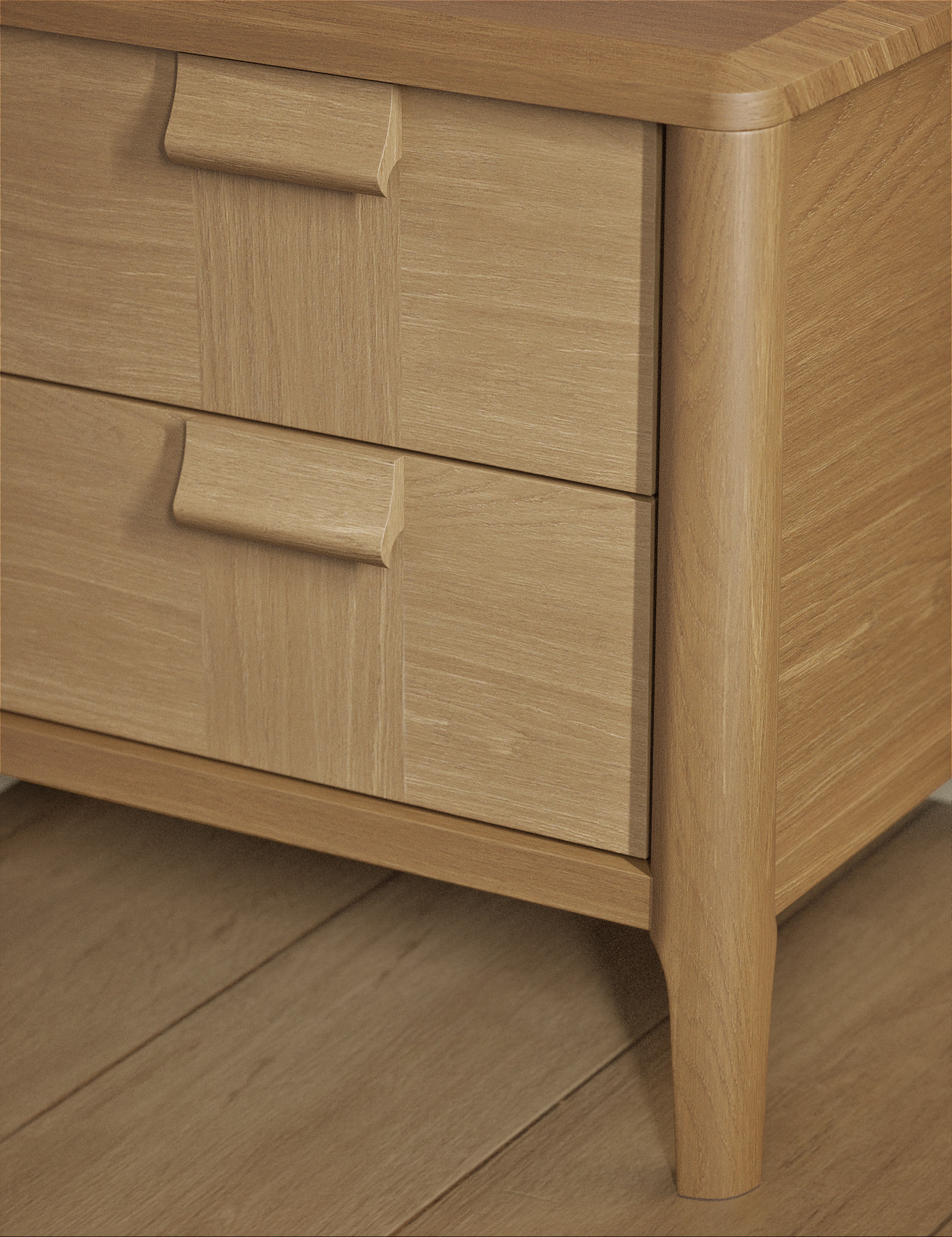 M&S Collection Hutch 2 Drawer Bedside Table - Oak, Oak