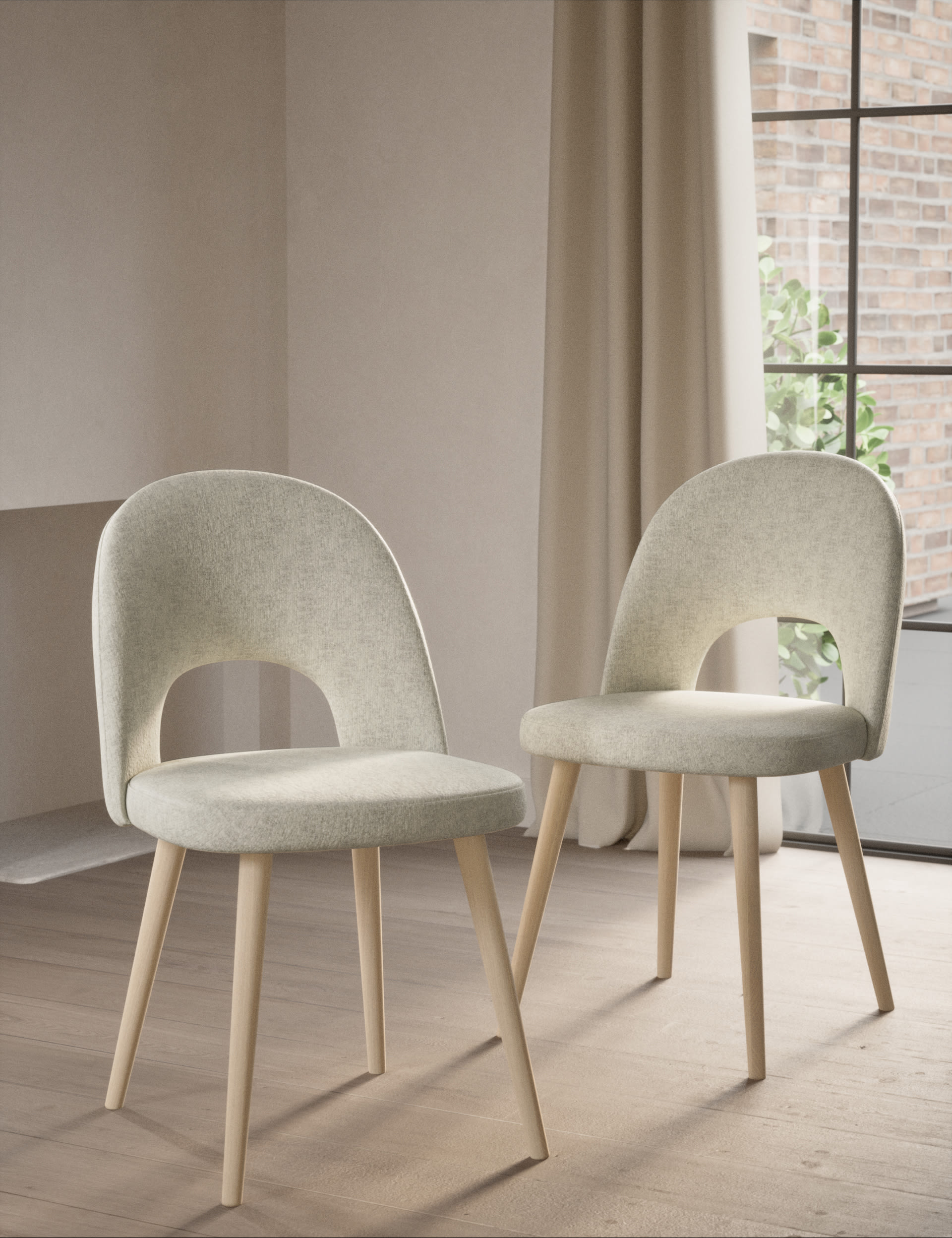 M&S Collection Set of 2 Tara Dining Chairs - Soft White, Soft White