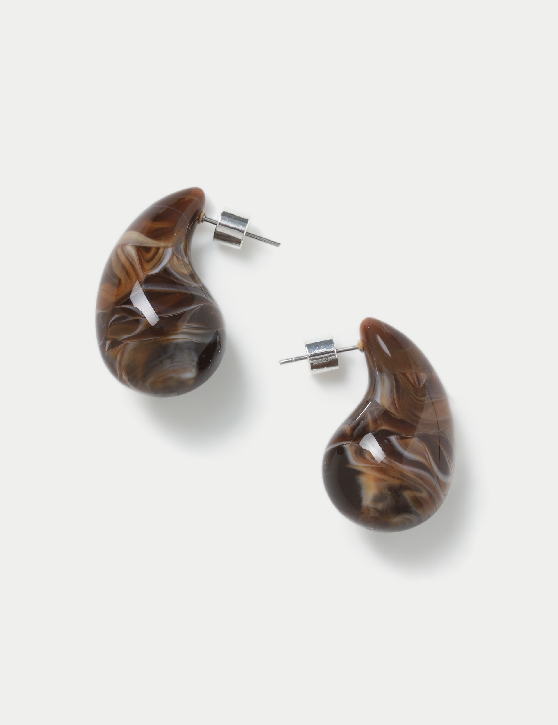 M&S Collection Women's Brown Resin Tear Drop Earring - Amber, Amber