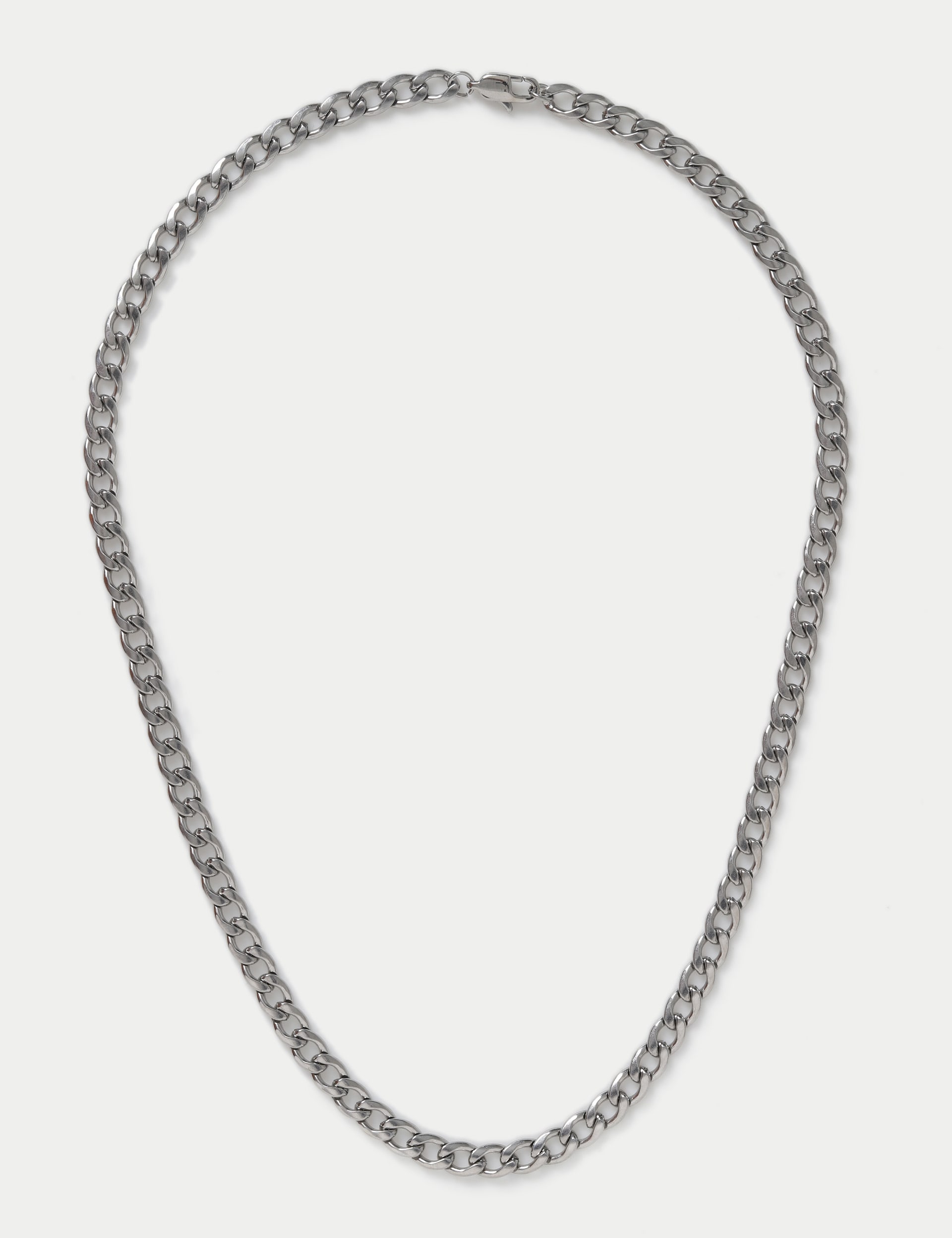 M&S Collection Men's Waterproof Stainless Steel Silver Tone Chain Necklace, Silver