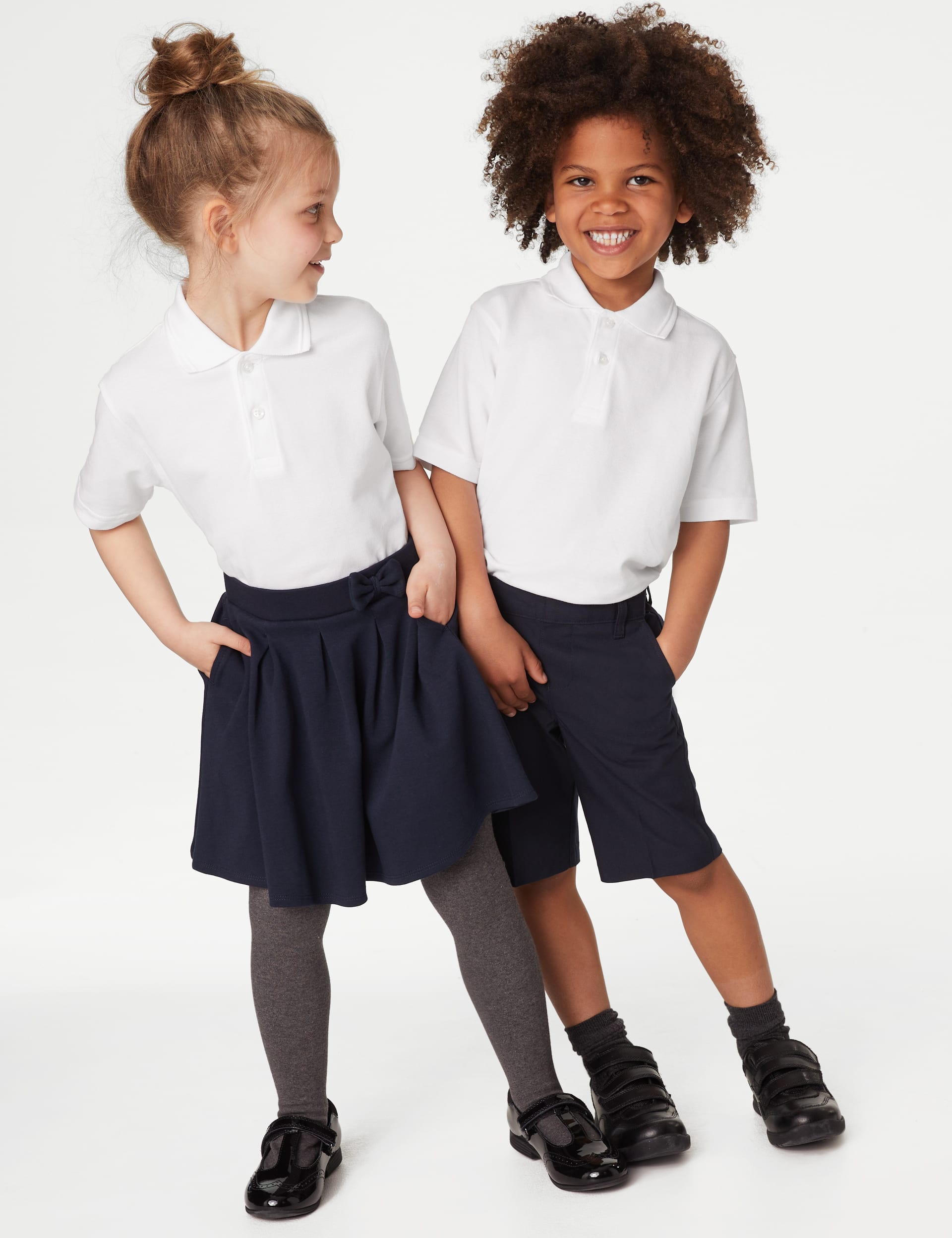 M&S Collection 5pk Unisex Pure Cotton School Polo Shirts (2-18 Yrs) - 14-15 - White, White