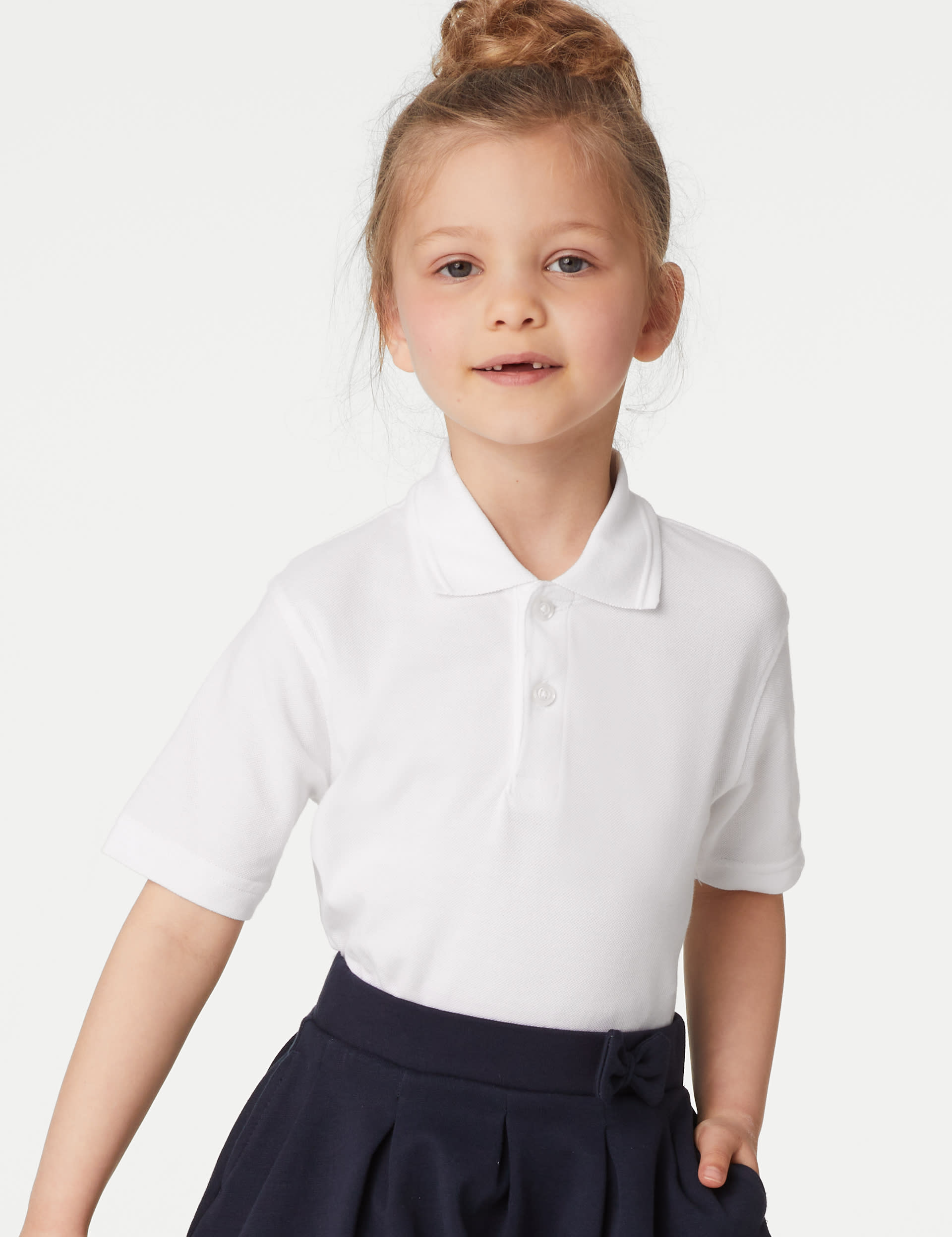 M&S Collection 5pk Unisex Pure Cotton School Polo Shirts (2-18 Yrs) - 10-11 - White, White