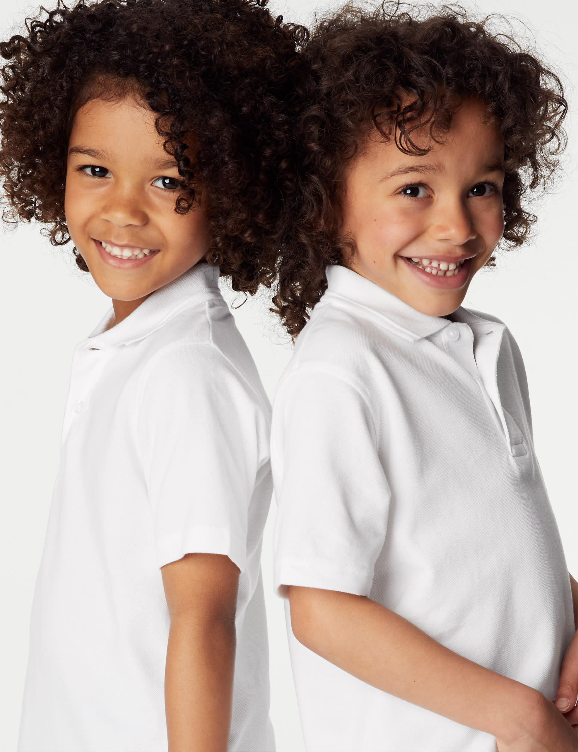 M&S Collection 3pk Unisex Stain Resist School Polo Shirts (2-18 Yrs) - 5-6 Y - White, White,Blue,Yel