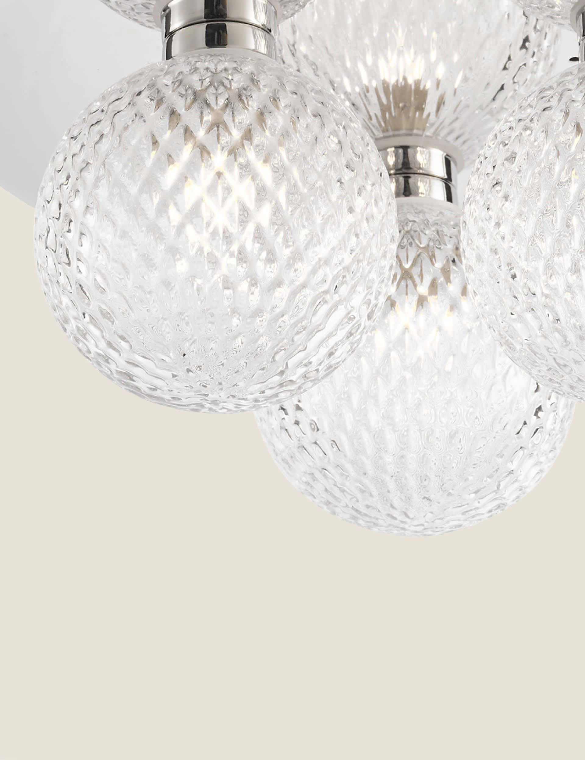 Laura Ashley Prague Faceted Glass Flush Ceiling Light - Silver, Silver