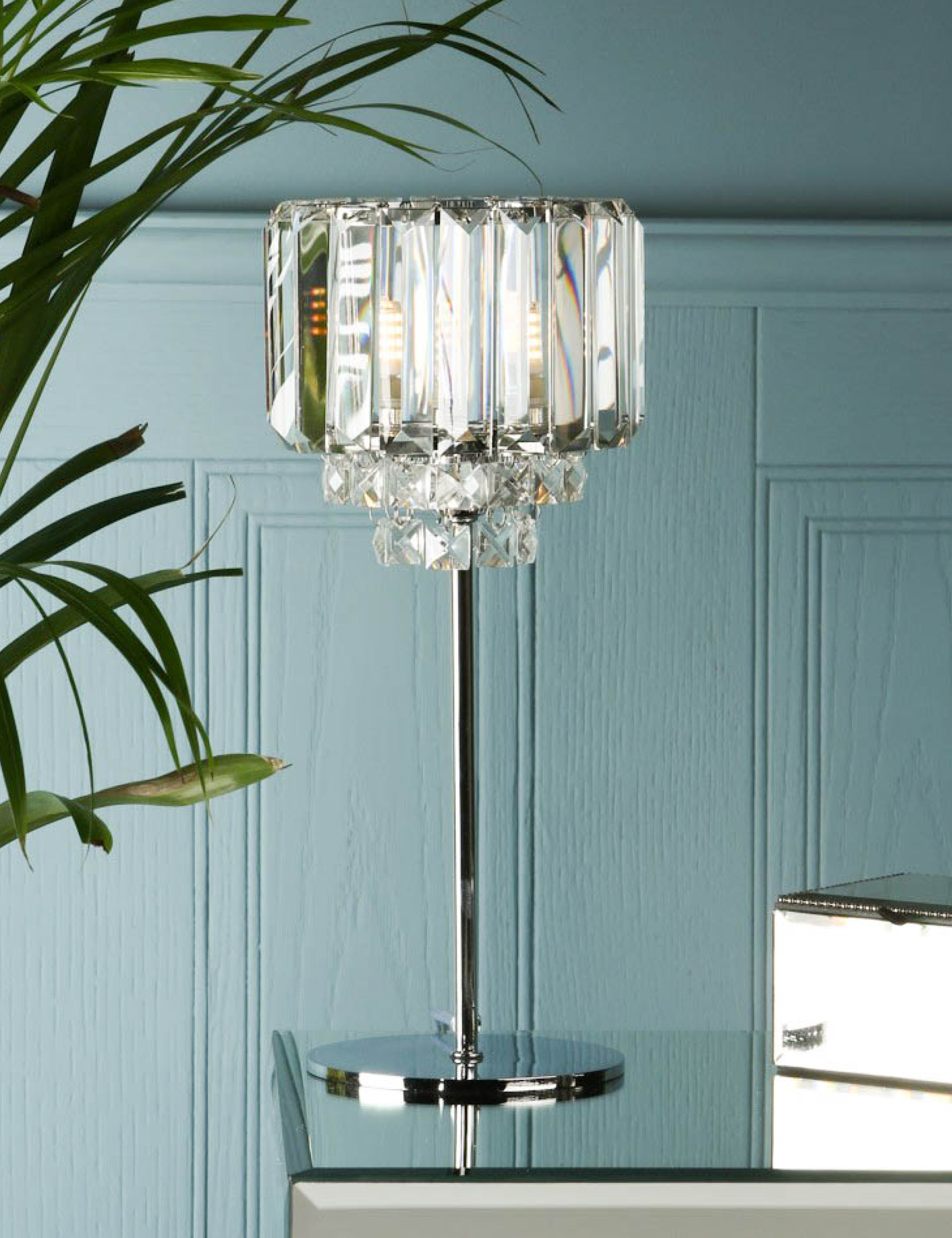 Laura Ashley Vienna Crystal Table Lamp - Silver, Silver