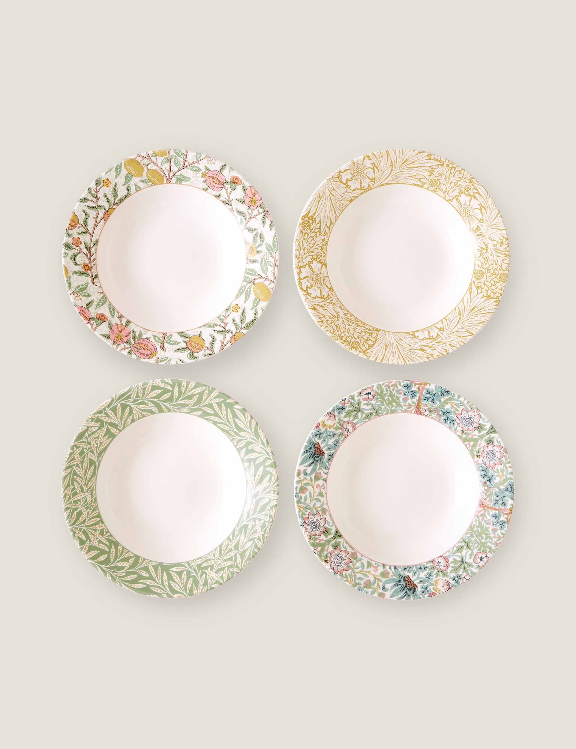 Morris & Co Set of 4 Patterned Pasta Bowls - Multi, Multi