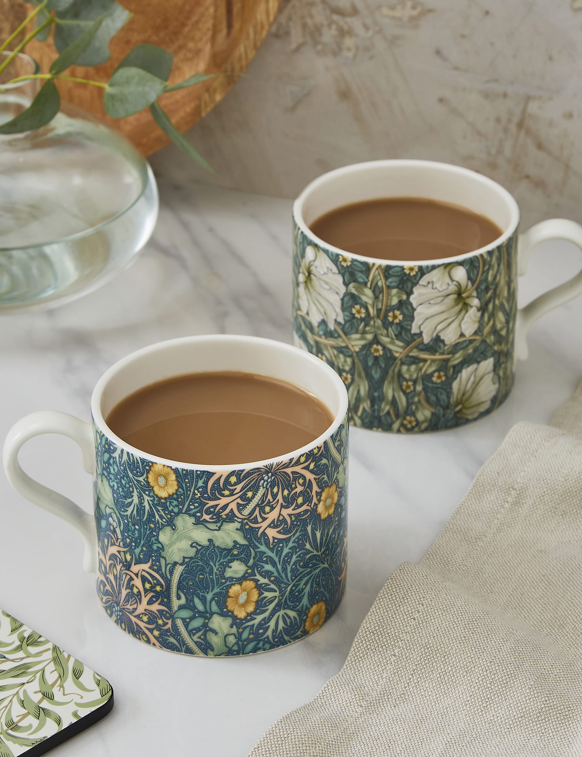 Morris & Co Set of 2 Seaweed Mugs - Blue, Blue