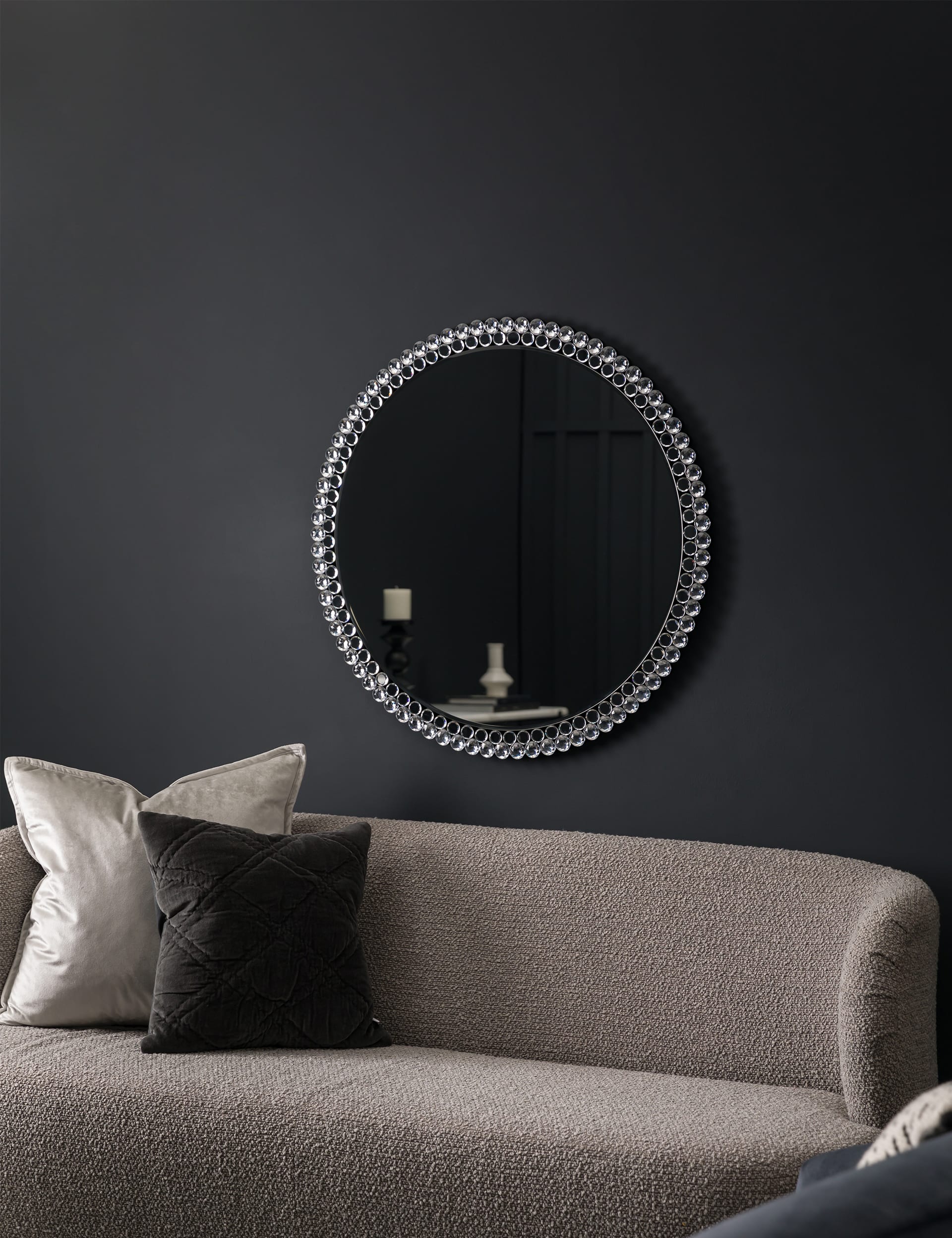 Gallery Direct Fallon Large Round Wall Mirror - Silver, Silver