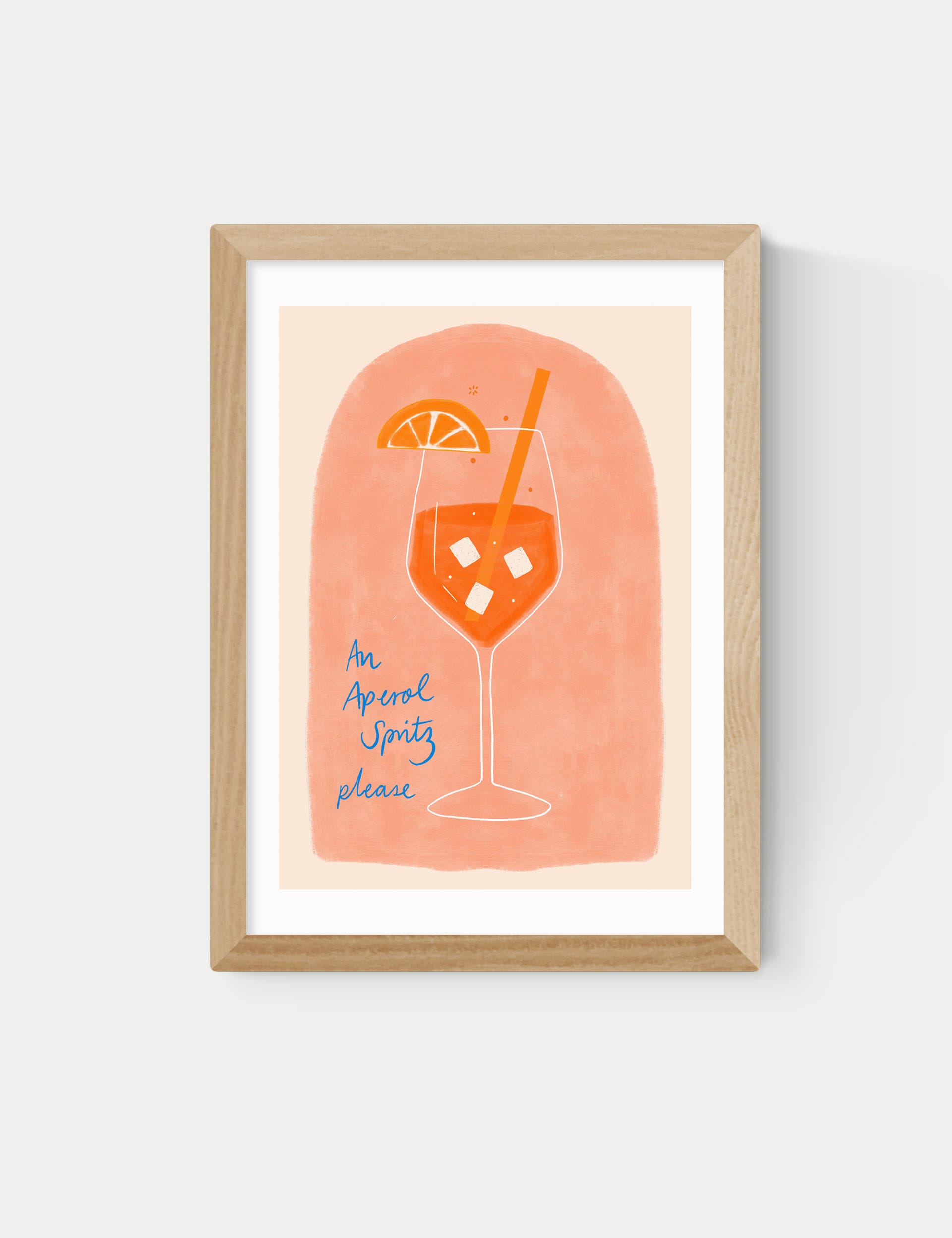 East End Prints Aperol Framed Art - A2 - Natural, Natural,White,Black