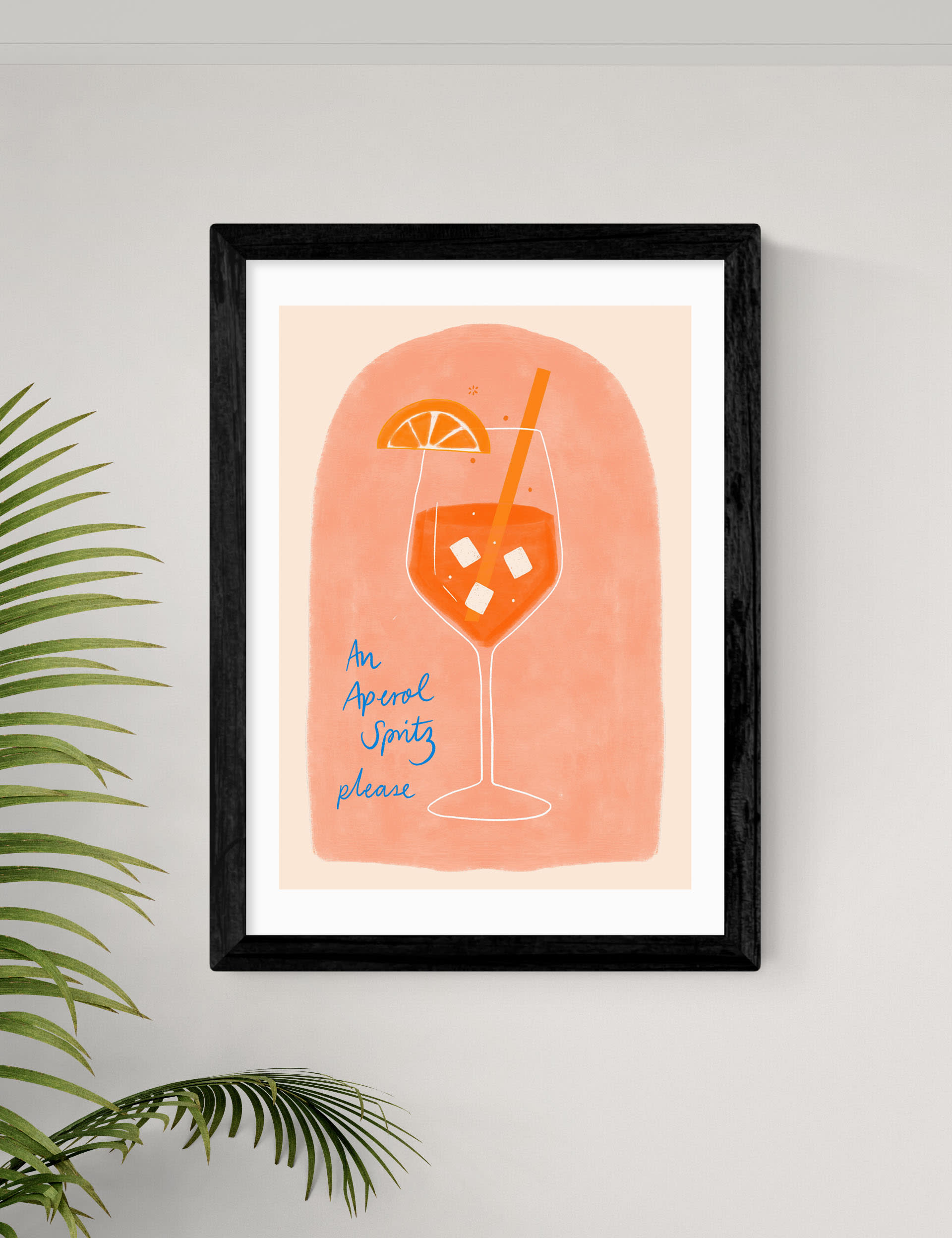 East End Prints Aperol Framed Art - A1 - Black, Black,Natural,White