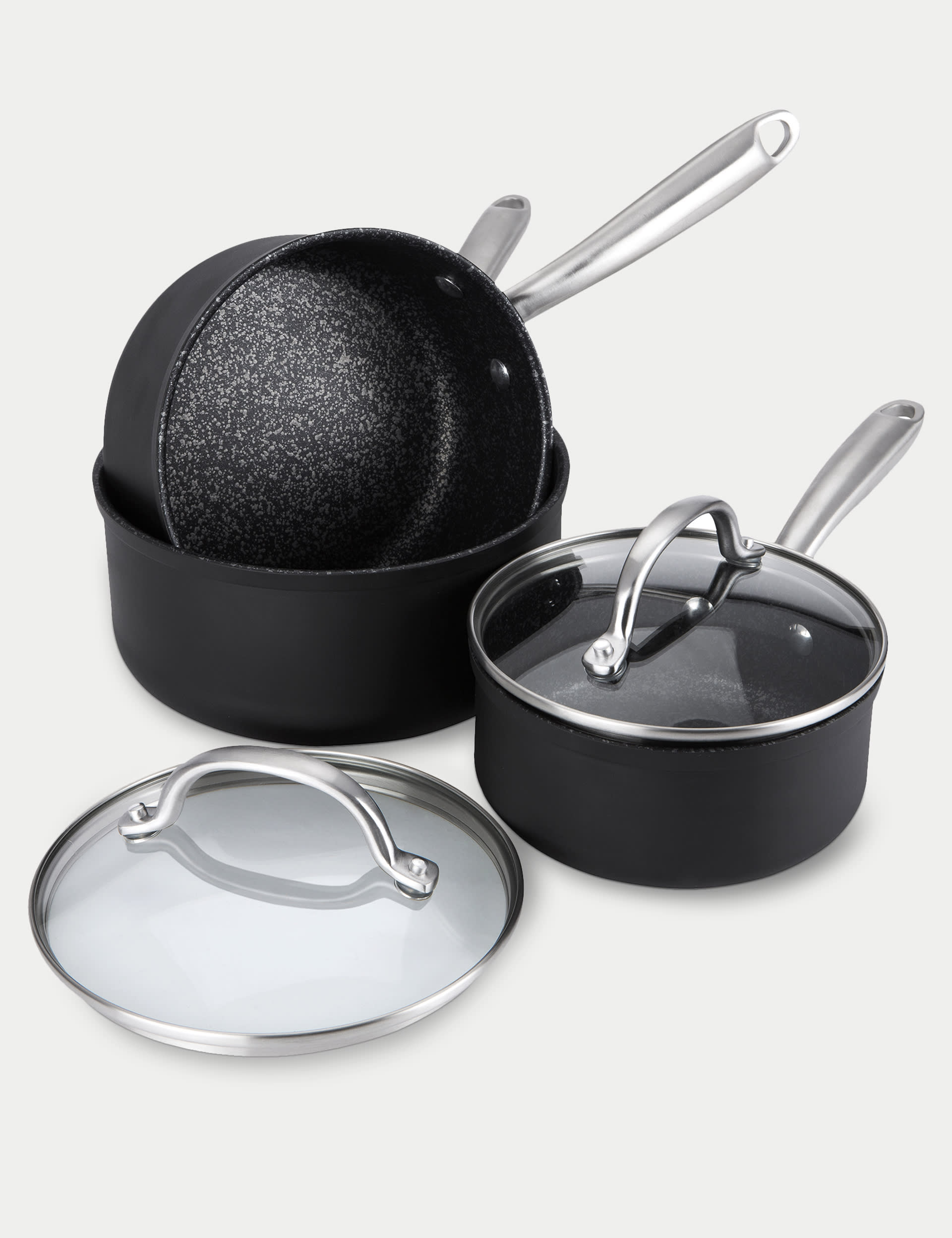 Prestige 3 Piece Aluminium Pan Set - Grey Marl, Grey Marl