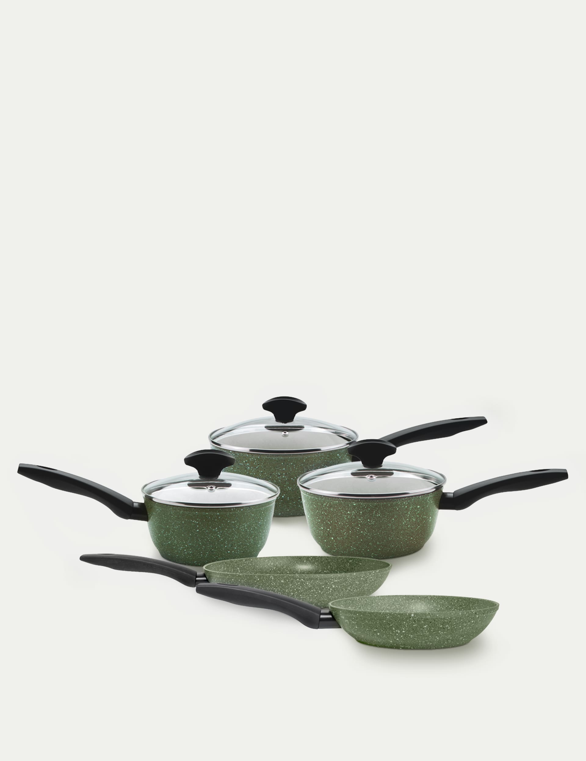 Prestige 5 Piece Aluminium Pan Set - Dark Green, Dark Green