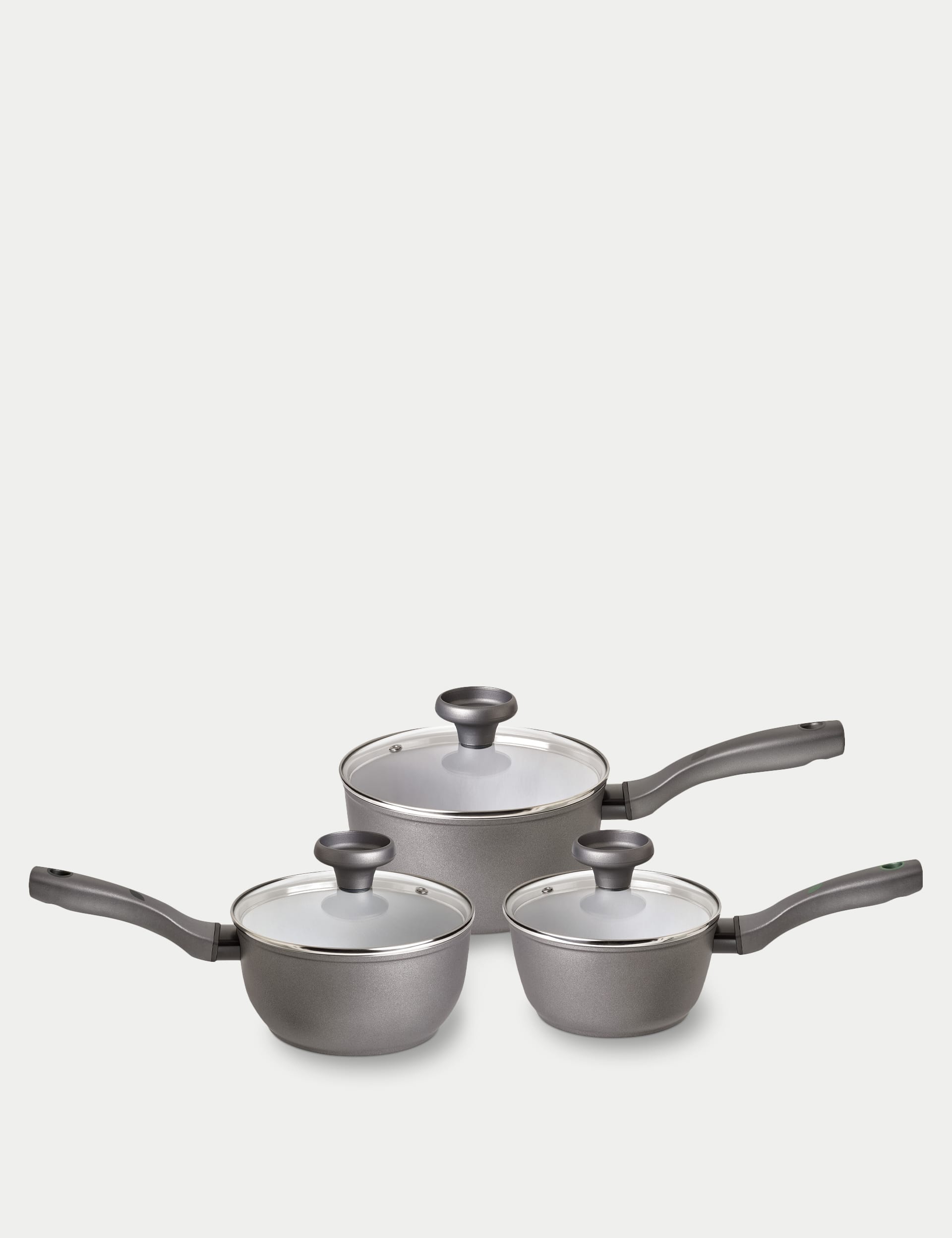 Prestige 3 Piece Aluminium Saucepan Set - Grey, Grey