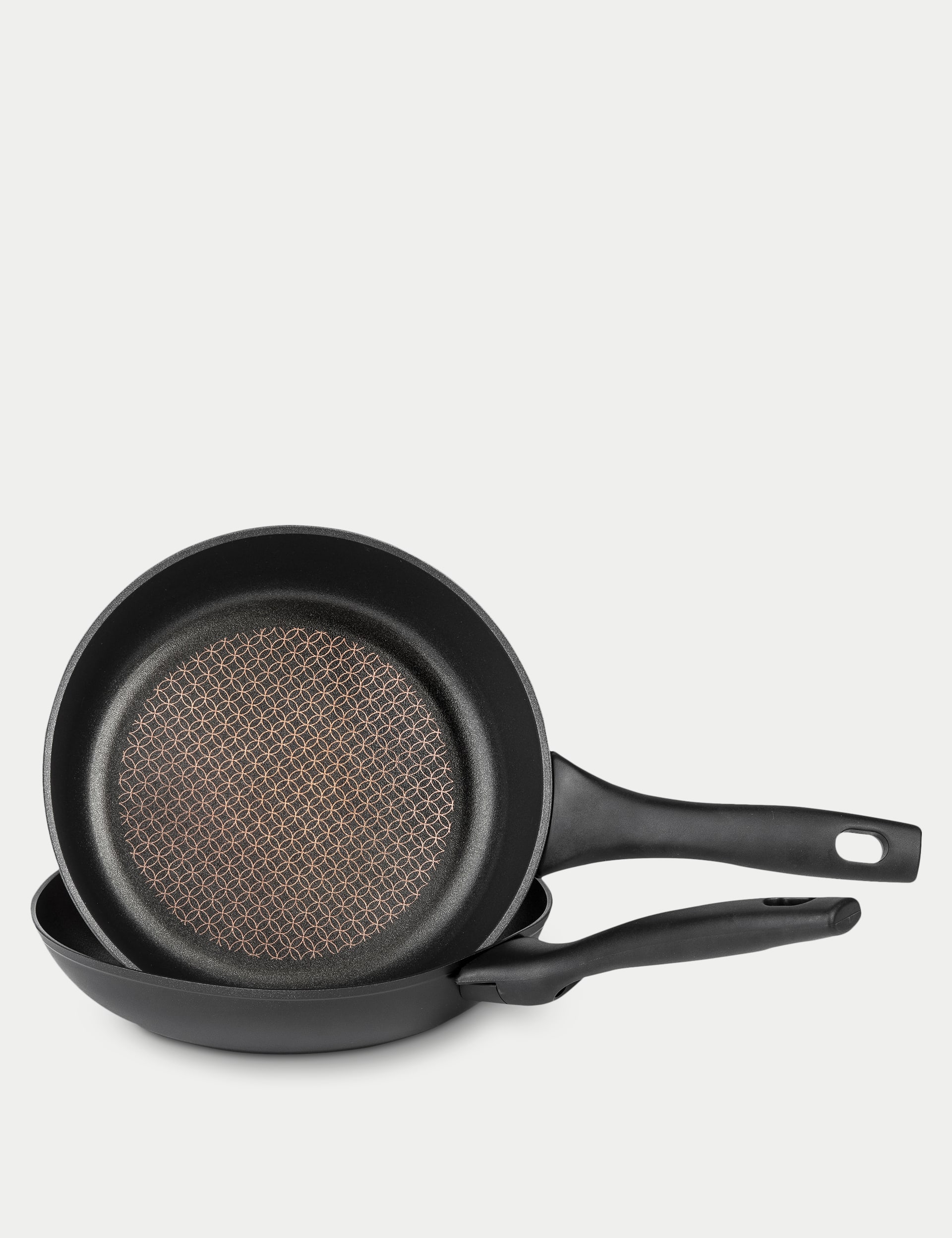 Prestige 2 Piece Aluminium Frying Pan Set - Black, Black