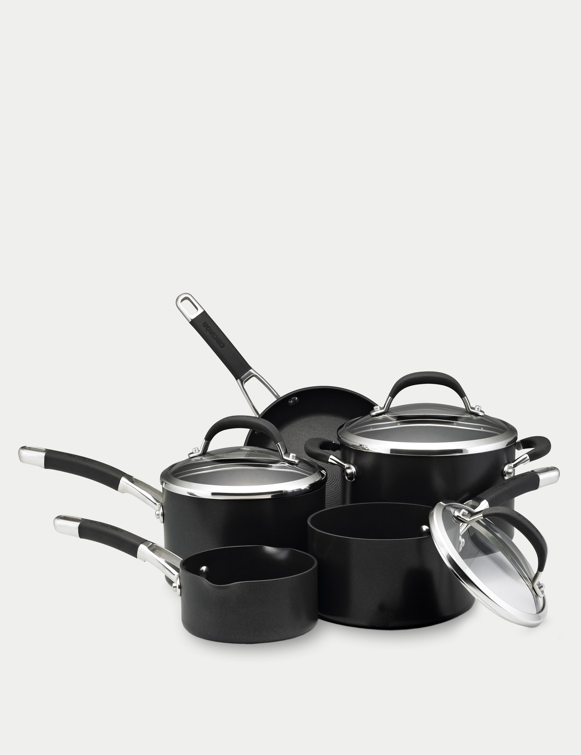 Circulon 5 Piece Aluminium Pan Set - Black, Black