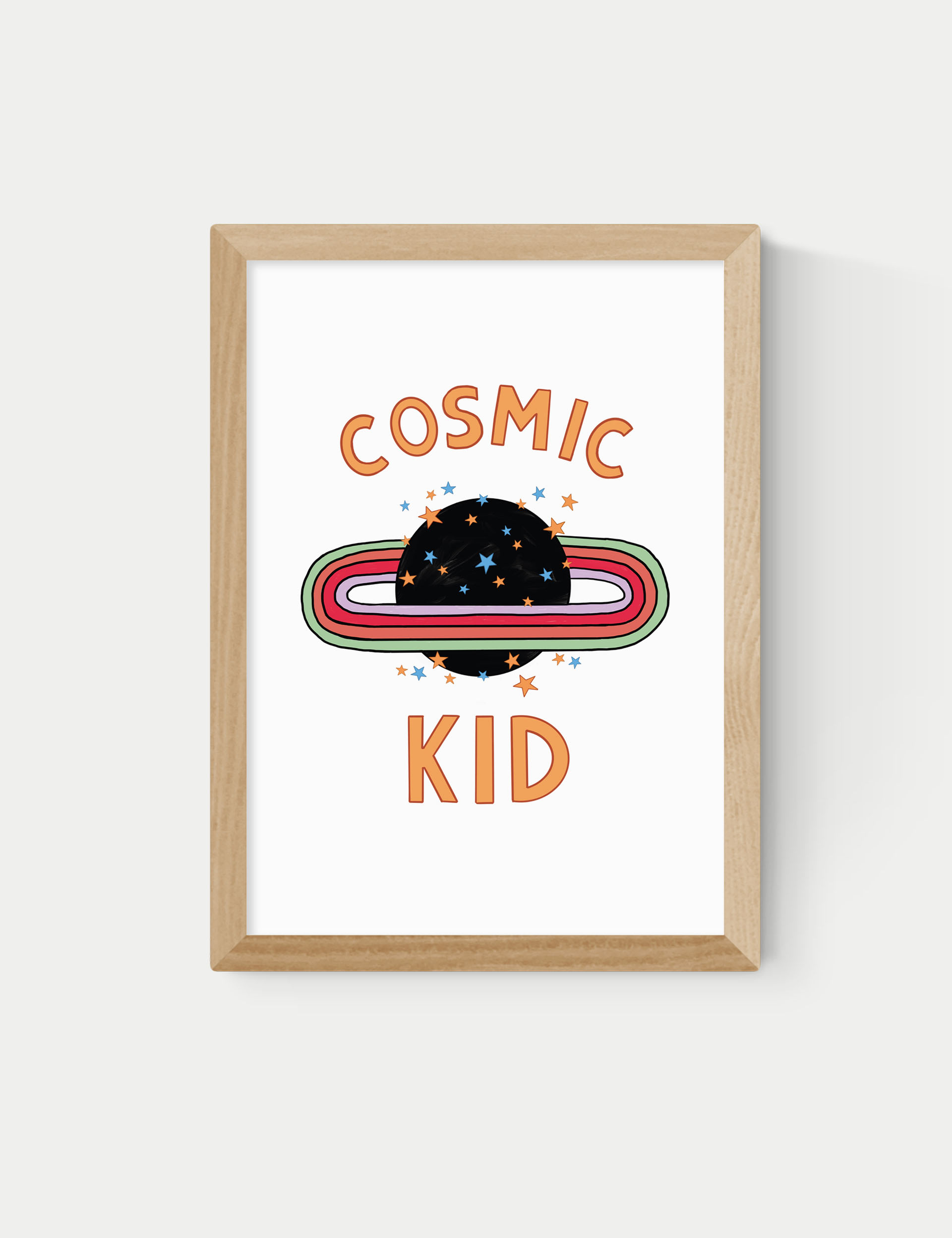 East End Prints Cosmic Kids Framed Art - A3 - Natural, Natural,White,Black