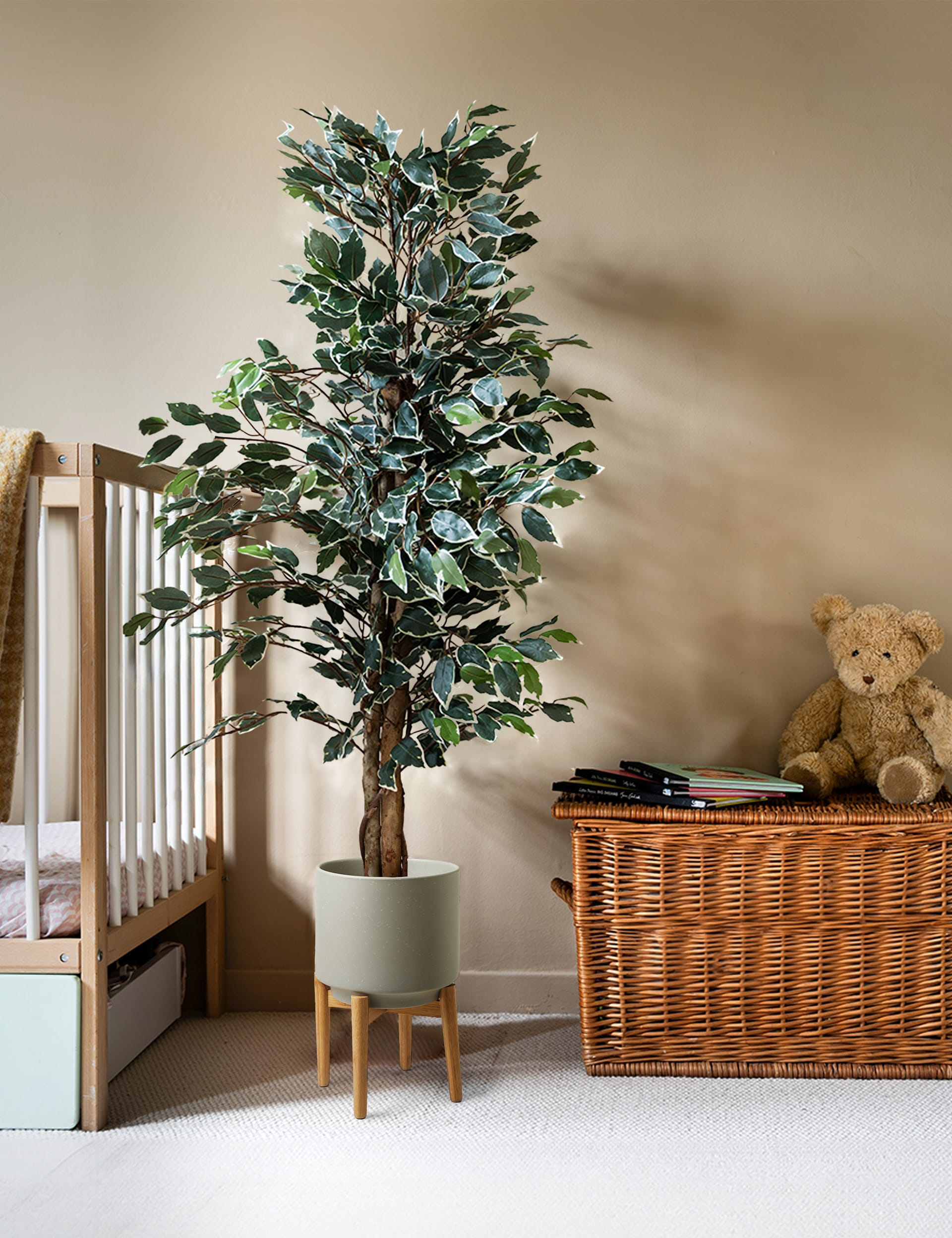 Blooming Artificial 4ft Artificial Ficus Tree in Pot - Green Mix, Green Mix