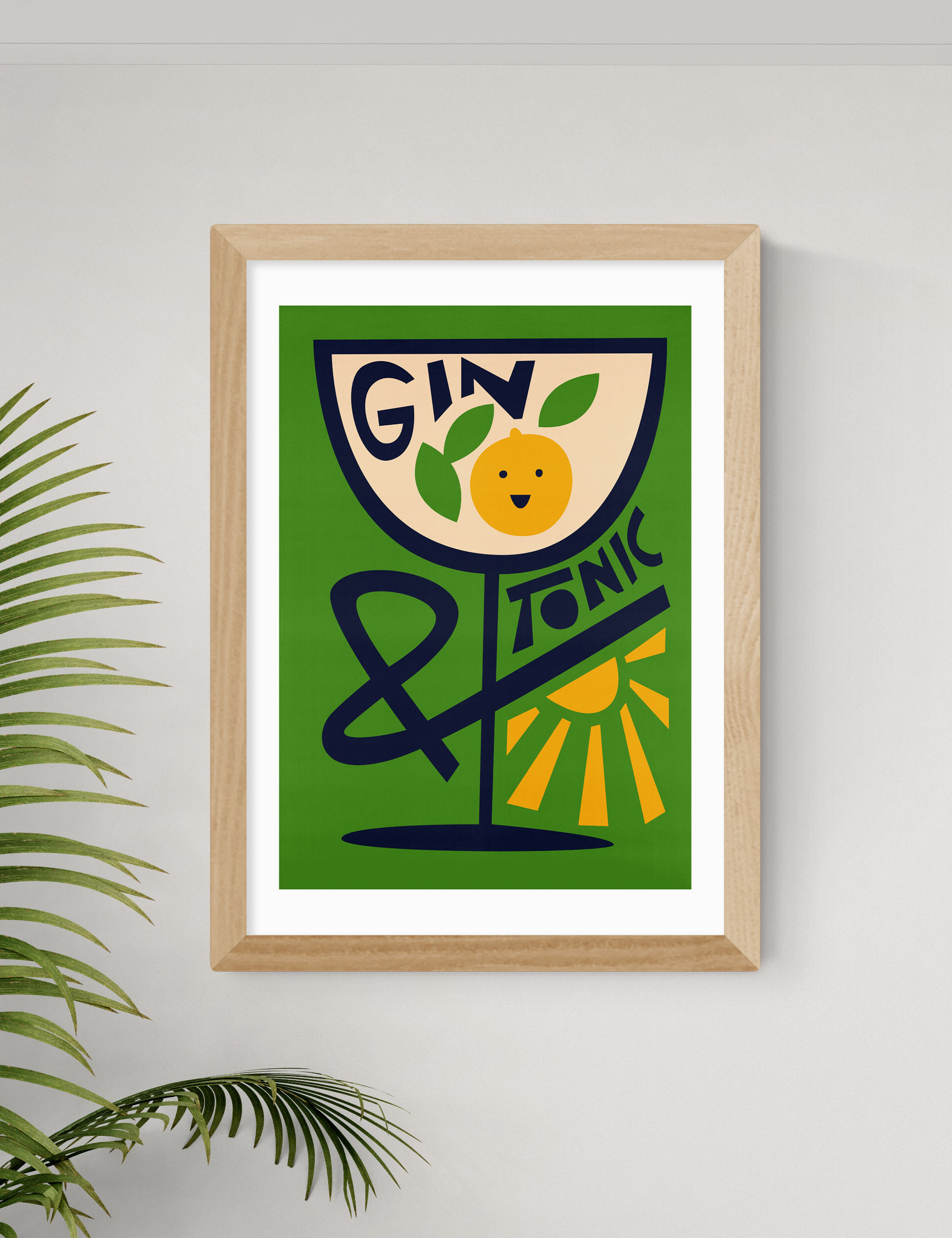 East End Prints Gin & Tonic Framed Art - A3 - Natural, Black,Natural,White