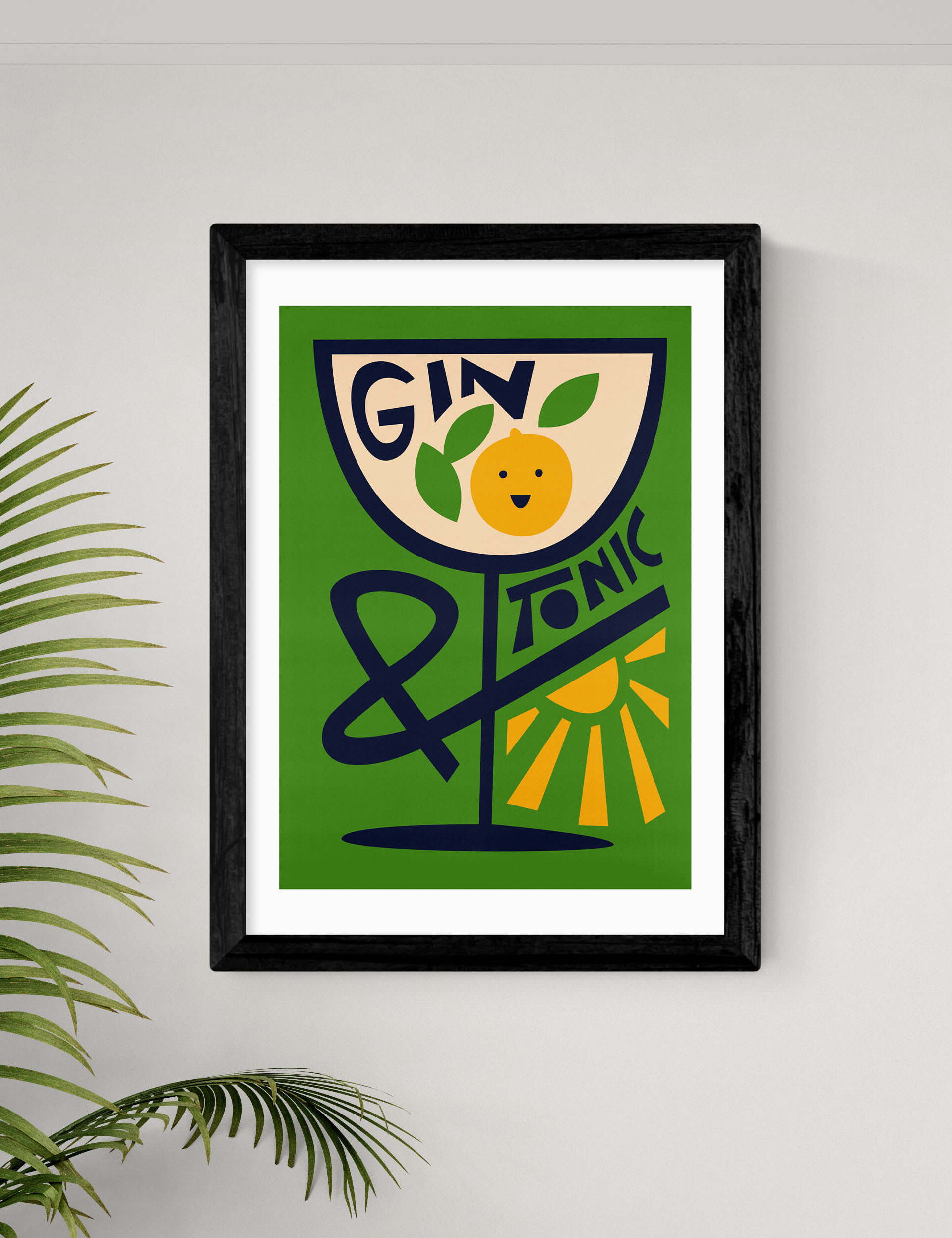 East End Prints Gin & Tonic Framed Art - A2 - Black, Black,White,Natural