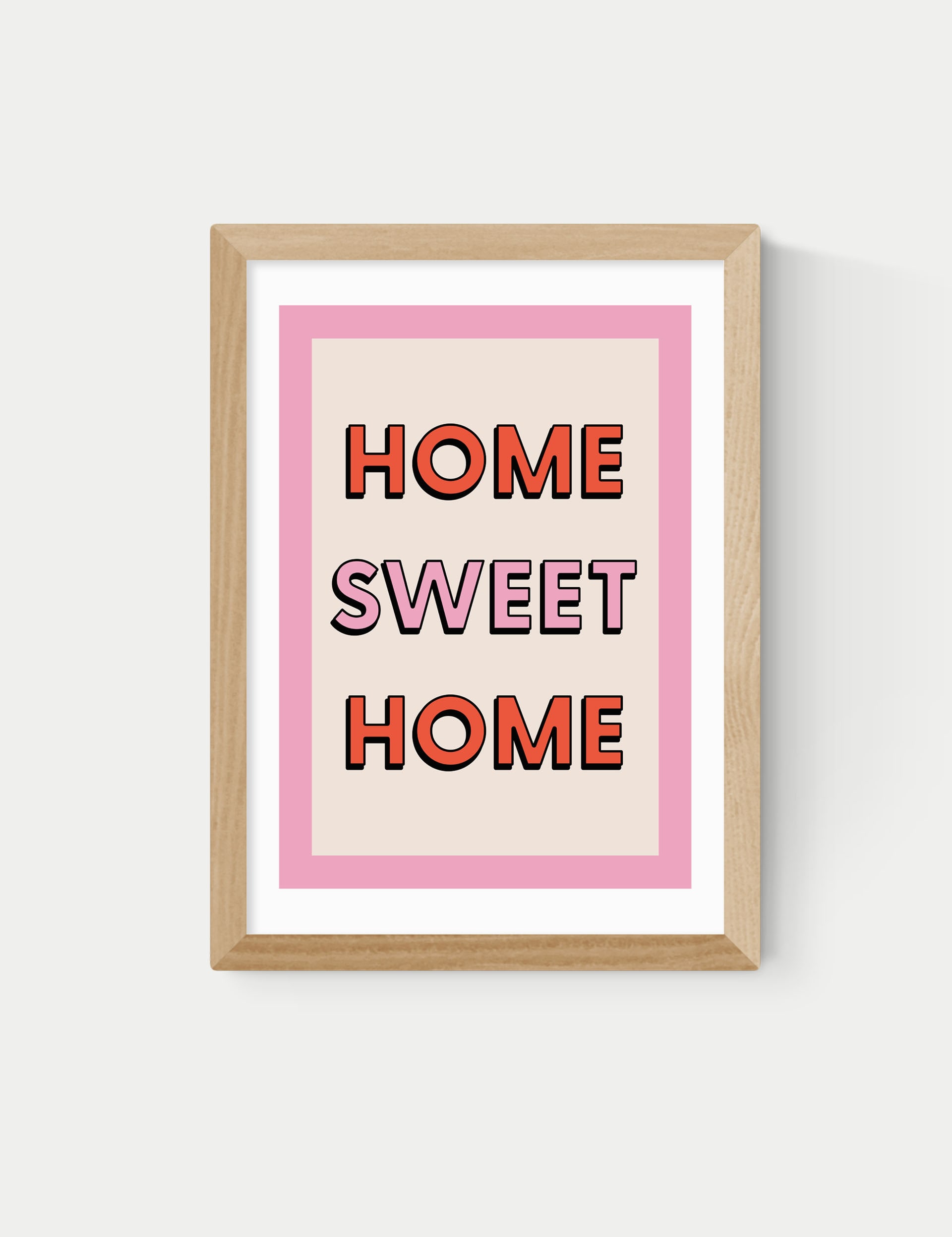 East End Prints Home Sweet Home Framed Art - A3 - Natural, Natural,White,Black