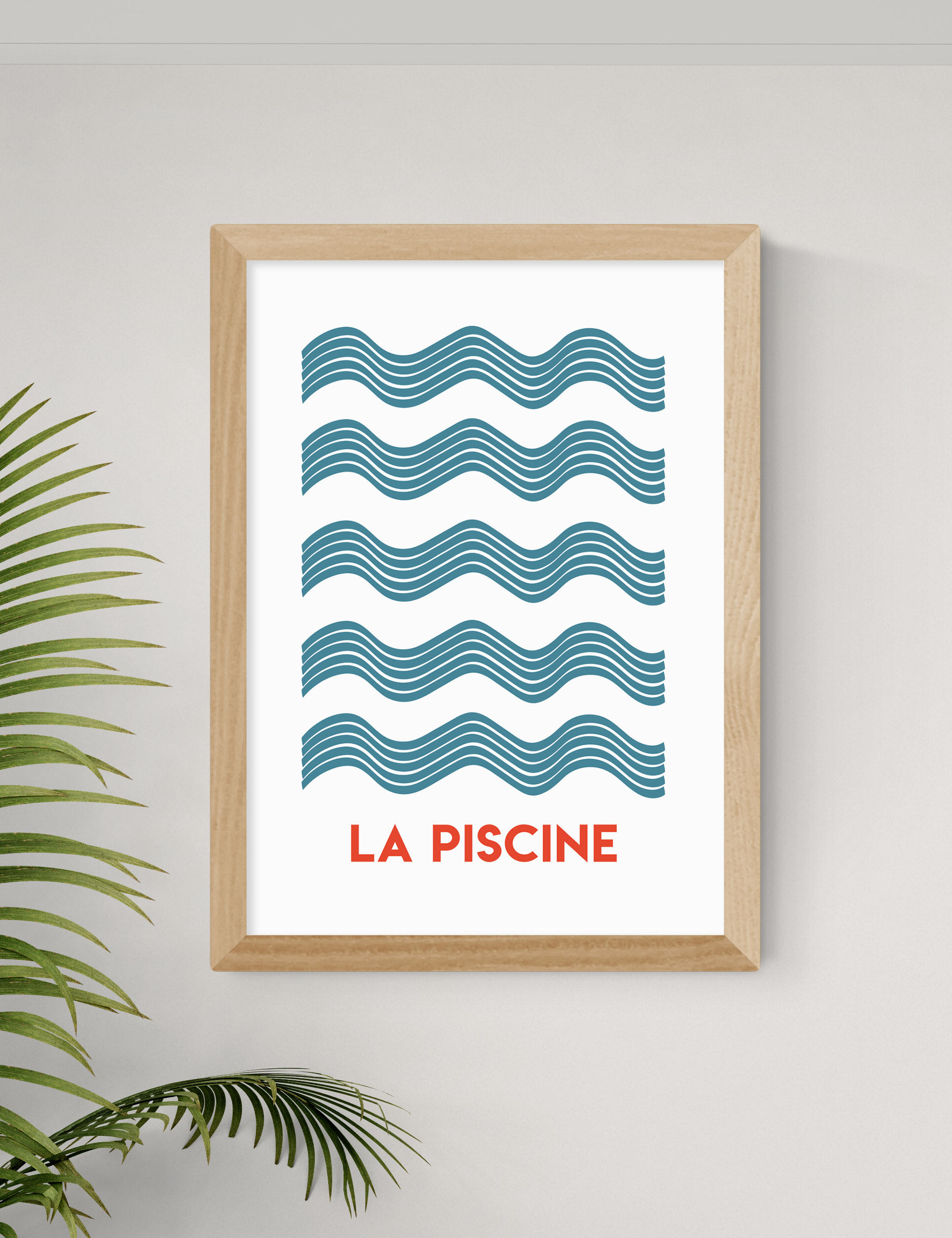 East End Prints La Piscine Framed Art - A3 - Natural, Black,Natural,White