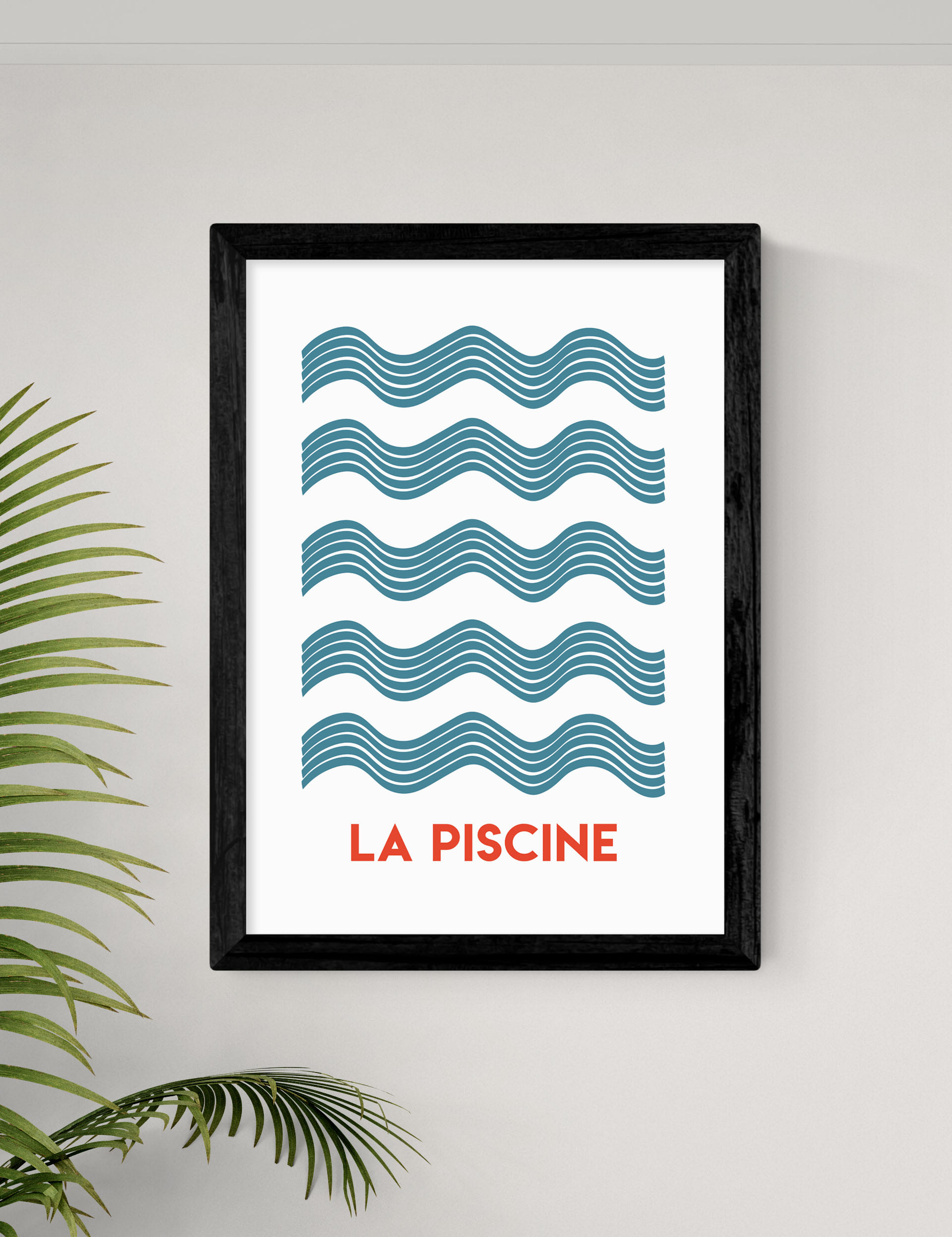 East End Prints La Piscine Framed Art - A2 - Black, Black,White,Natural