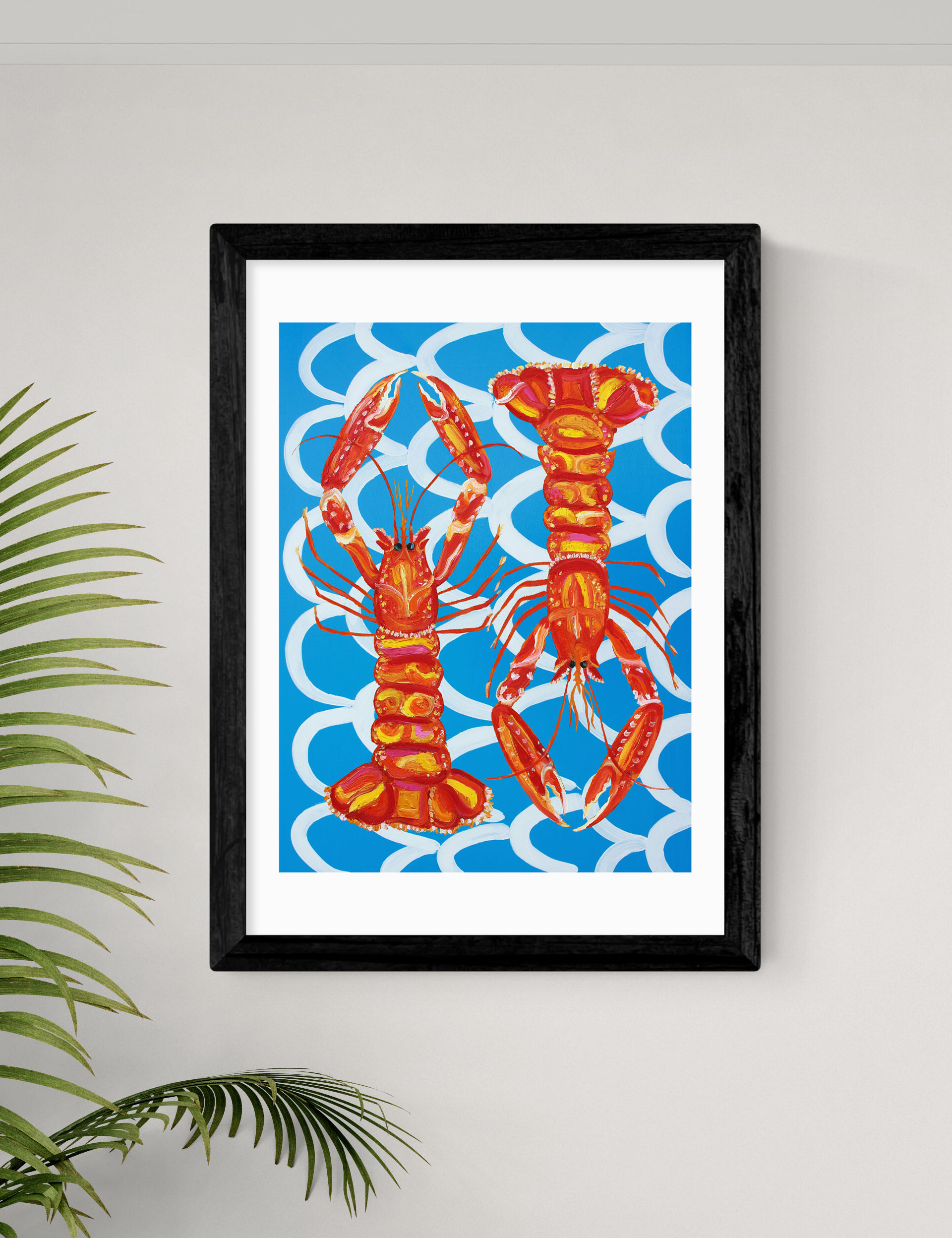 East End Prints Langoustines Framed Art - A1 - Black, Black,Natural,White