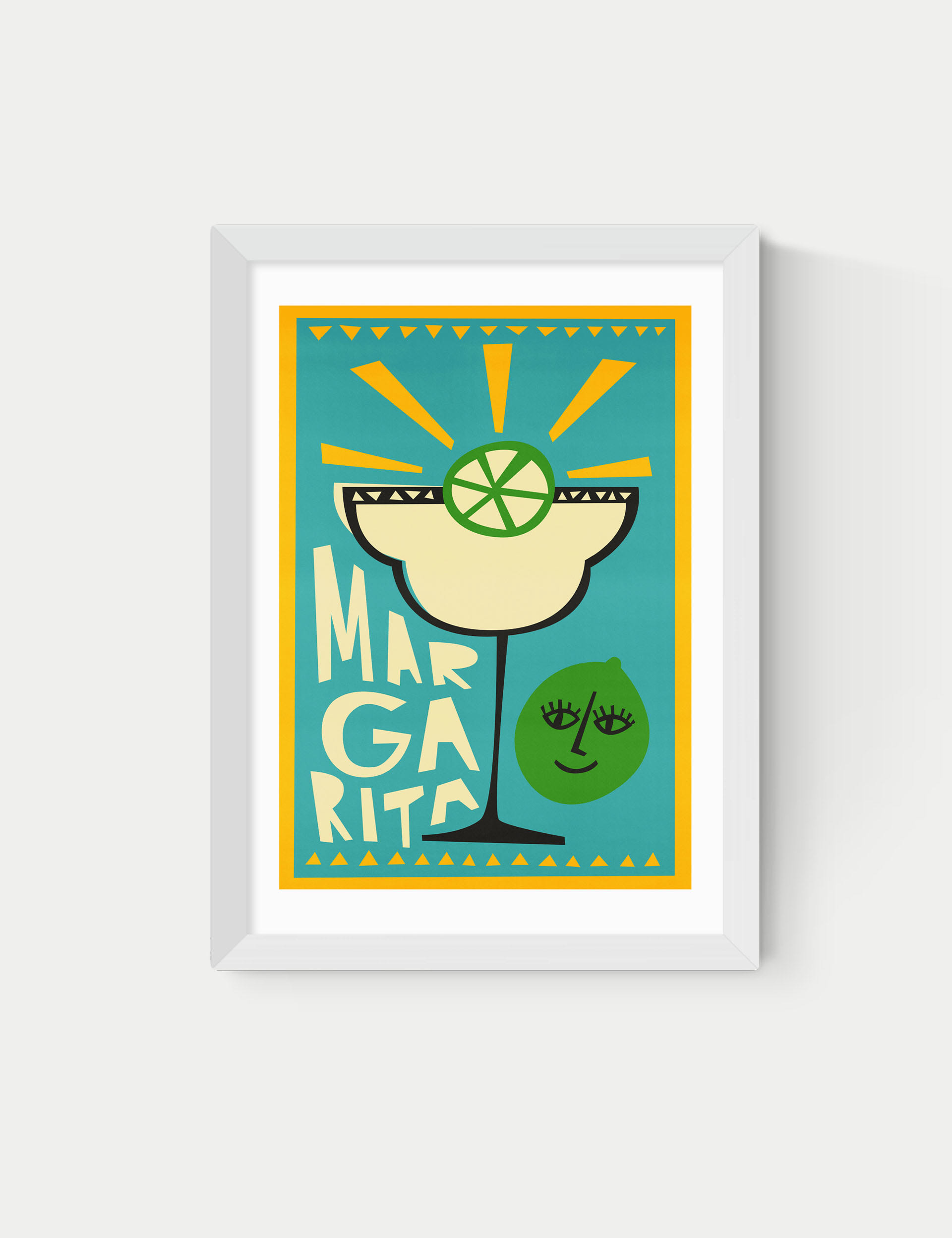 East End Prints Margarita Framed Art - A3 - White, White,Natural,Black