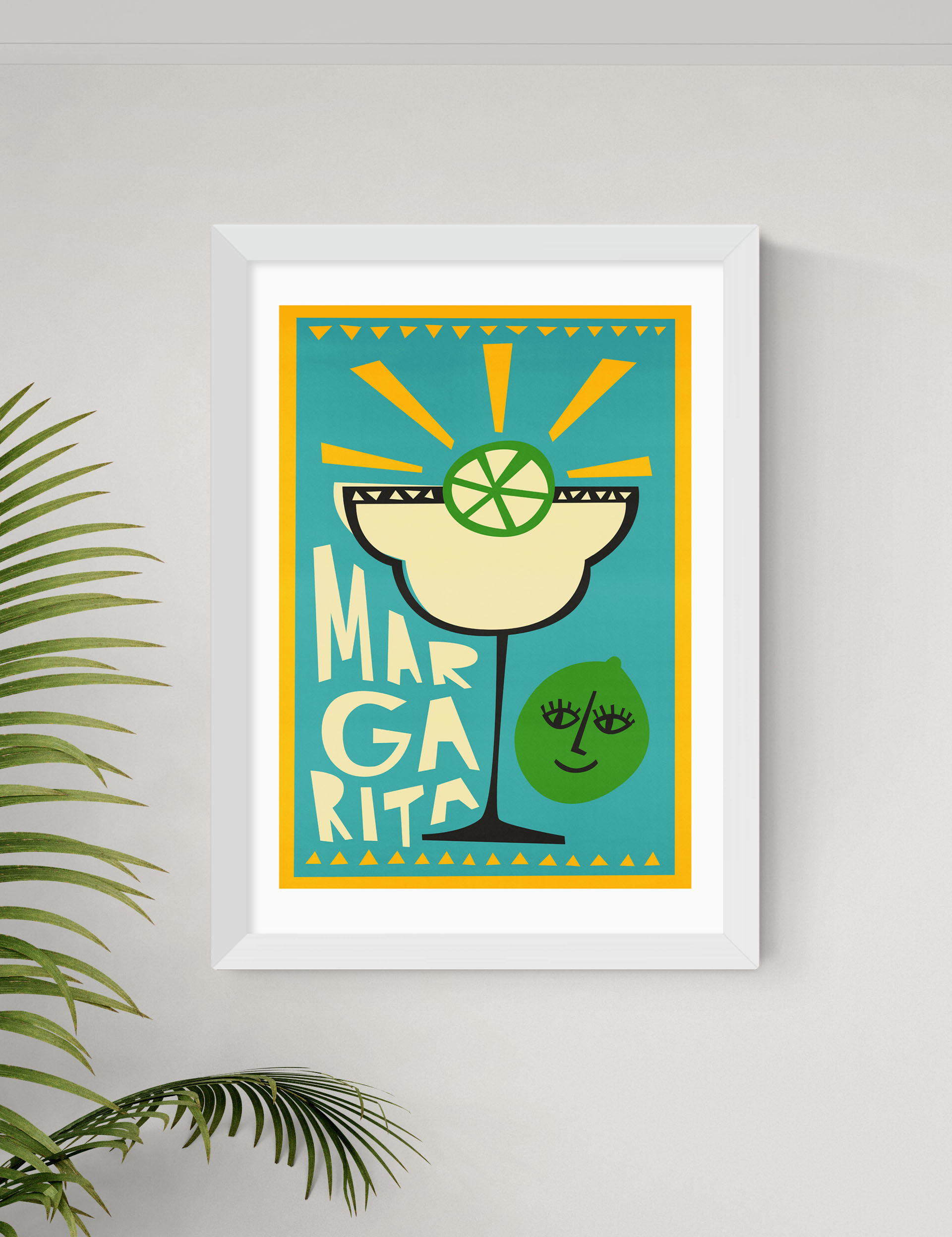 East End Prints Margarita Framed Art - A1 - White, White,Black,Natural