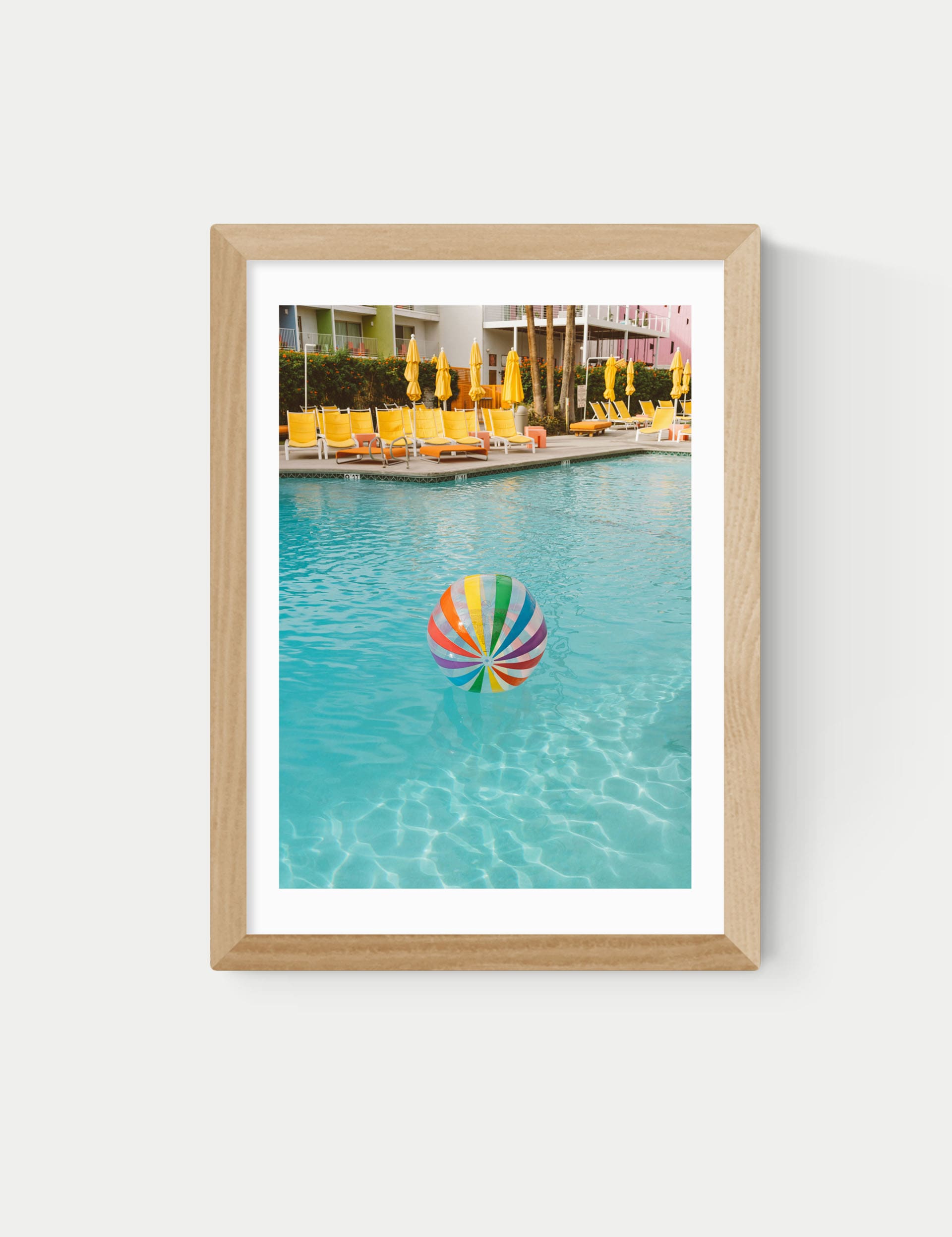 East End Prints Palm Springs Pool Day Framed Art - A2 - Natural, Natural,White,Black