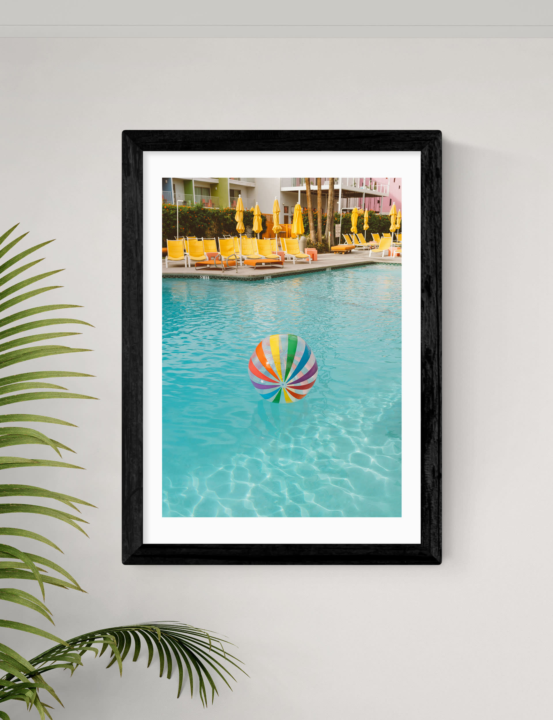 East End Prints Palm Springs Pool Day Framed Art - A3 - Black, Black,Natural,White