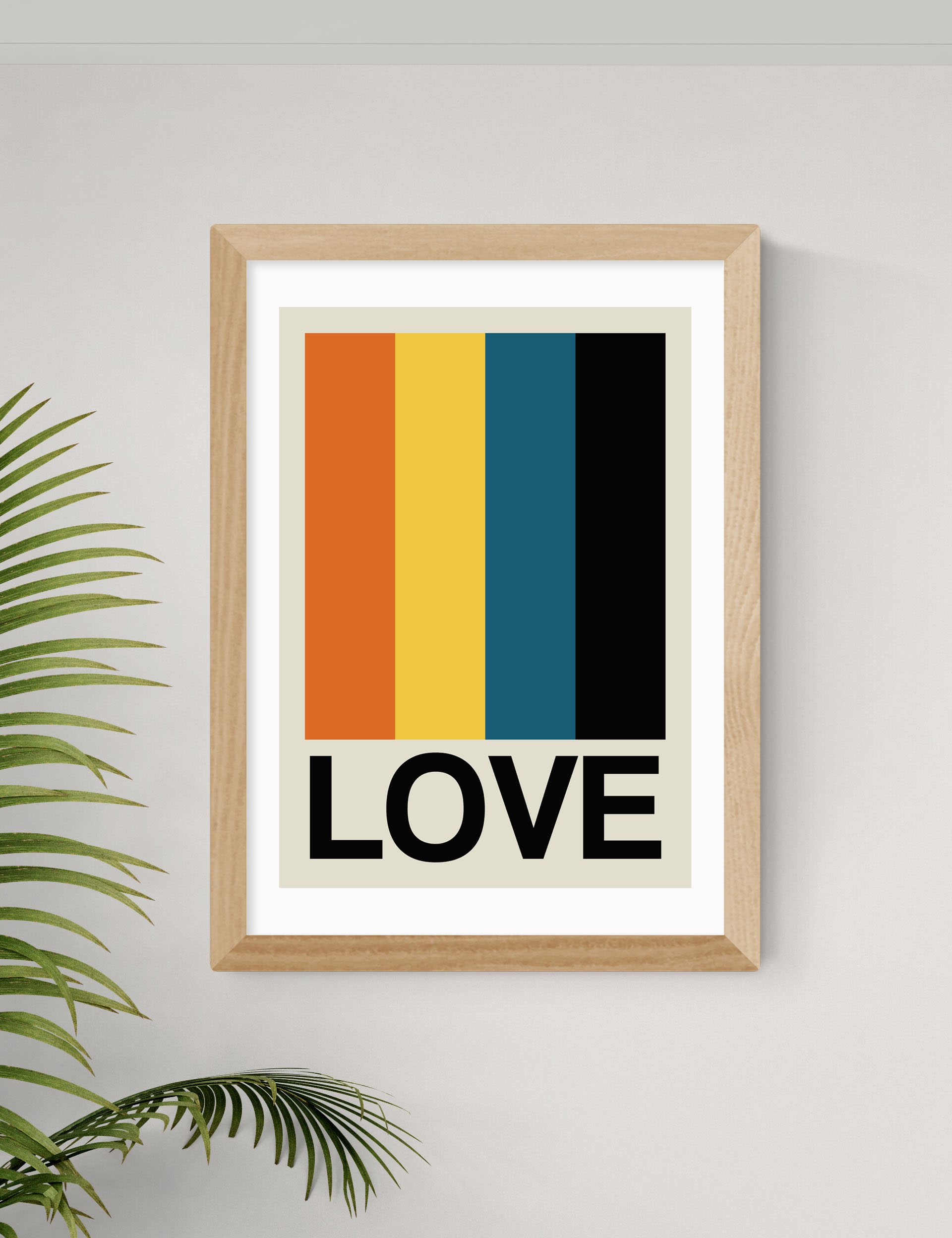 East End Prints Retro Stripe Framed Art - A2 - Natural, Natural,Black,White