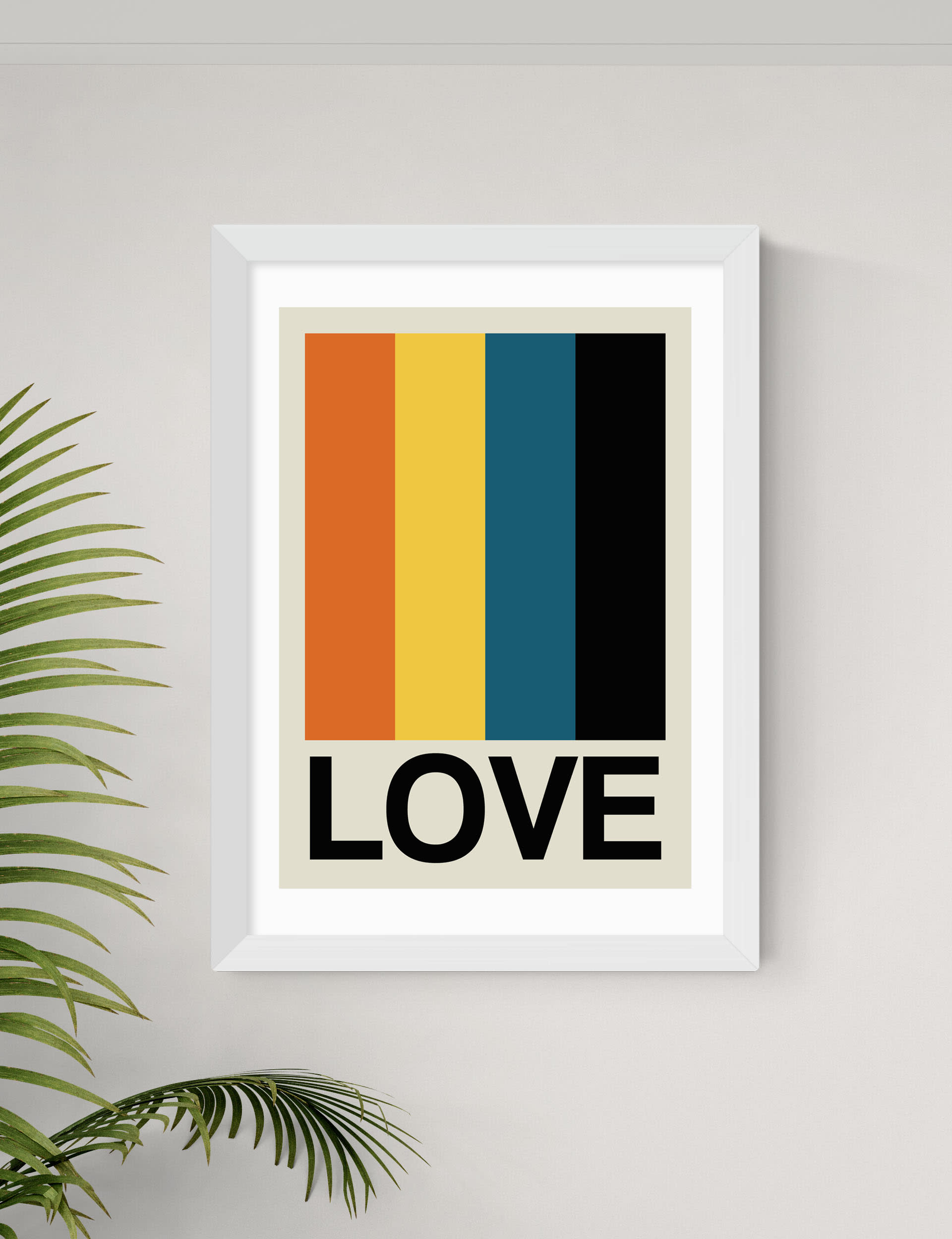 East End Prints Retro Stripe Framed Art - A1 - White, White,Natural,Black