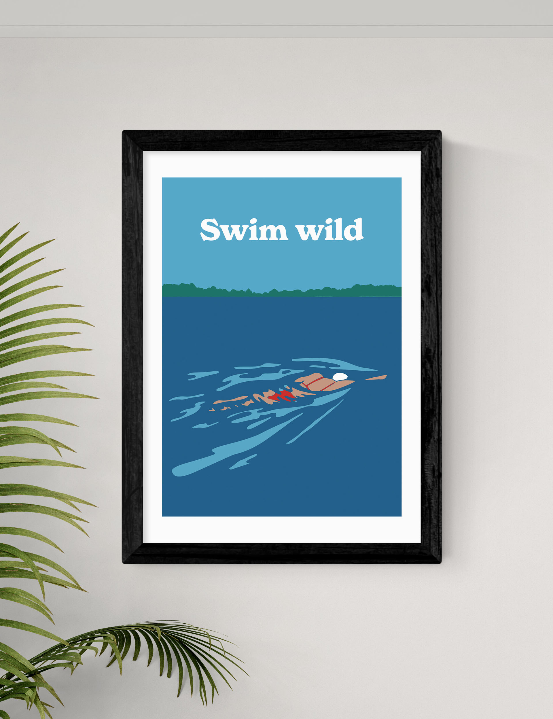 East End Prints Swim Wild Framed Art - A1 - Black, Black,Natural,White