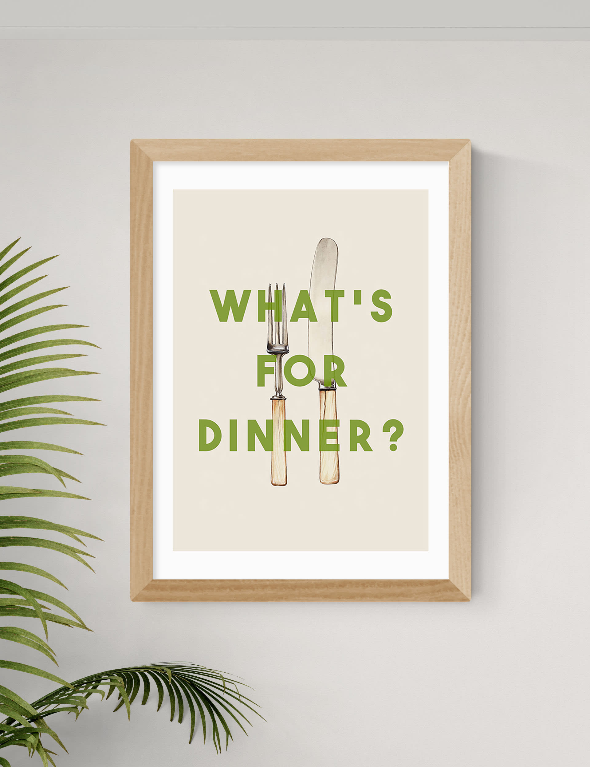 East End Prints What's For Dinner Framed Art - A1 - Natural, Natural,Black,White