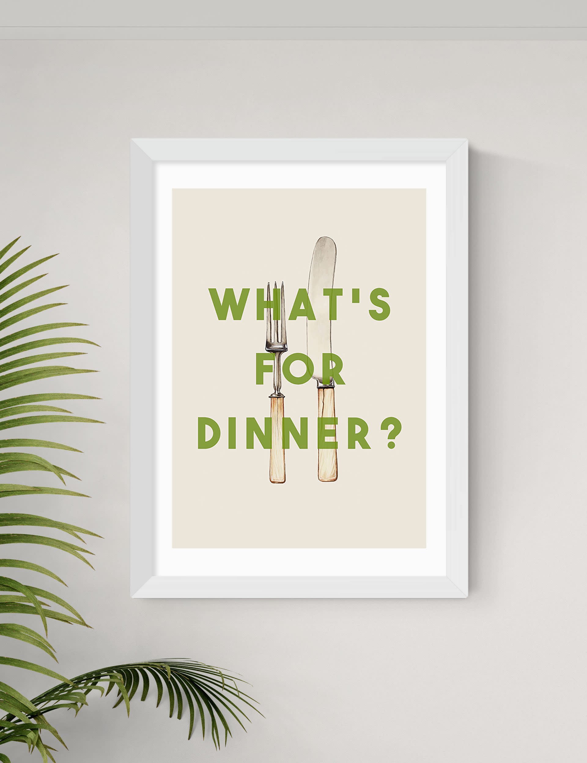 East End Prints What's For Dinner Framed Art - A3 - White, Black,White,Natural