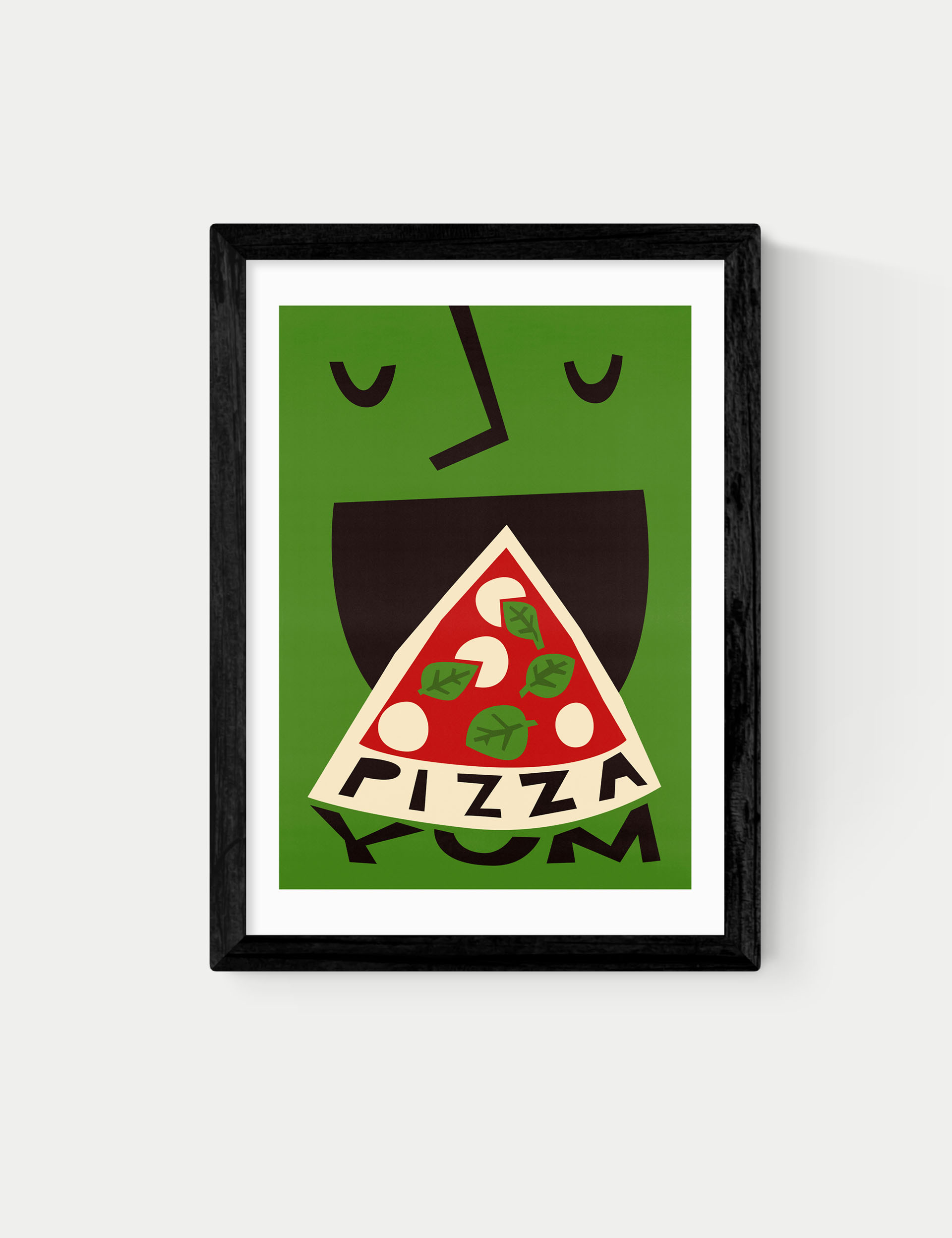 East End Prints Yum Pizza Framed Art - A2 - Black, Black,Natural,White