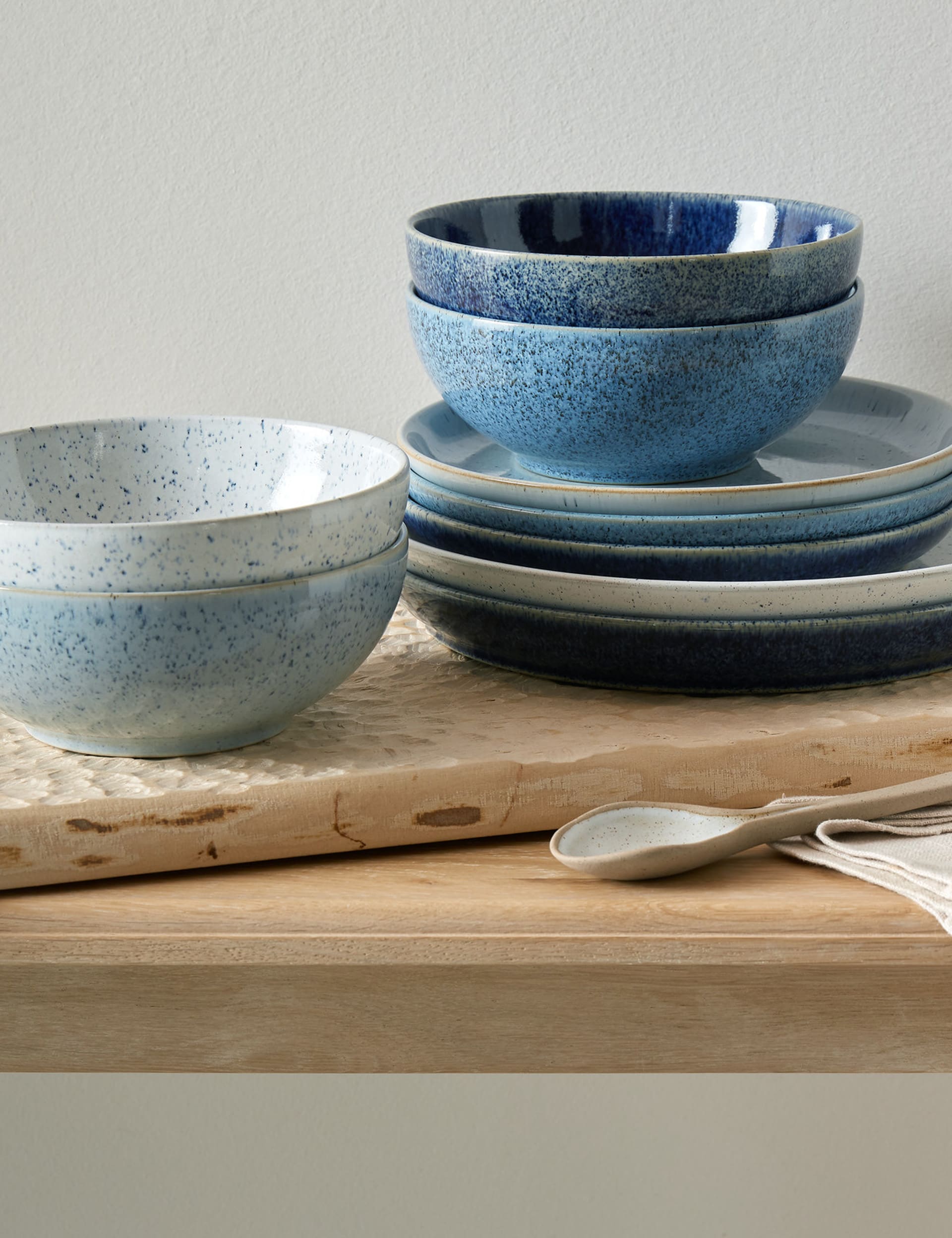 Denby 12 Piece Studio Blue Dinner Set - Blue Mix, Blue Mix