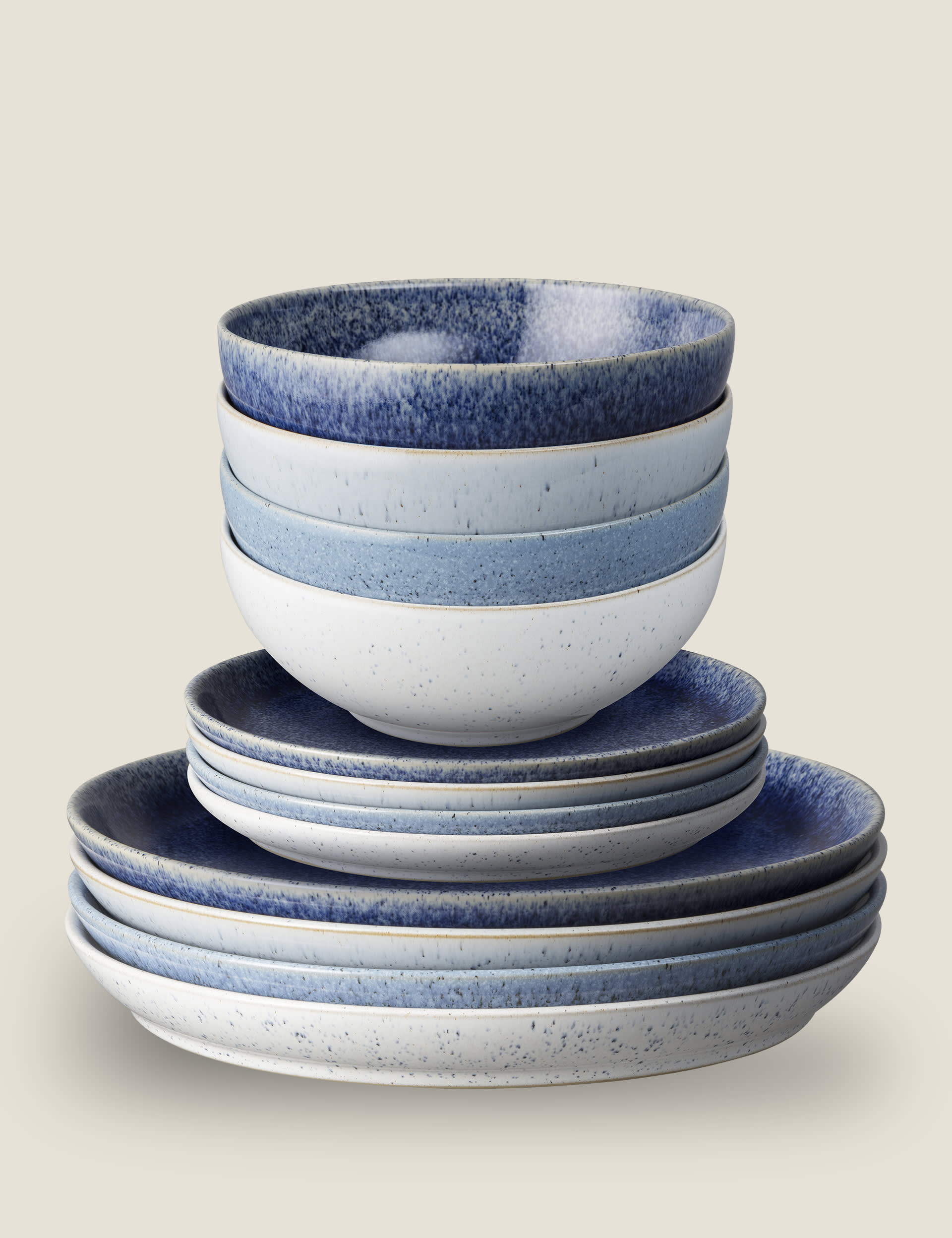 Denby 12 Piece Studio Blue Dinner Set - Blue Mix, Blue Mix